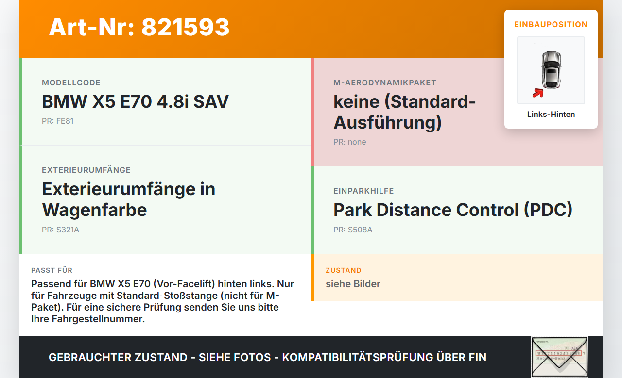 BMW X5 E70 06-10 Halter Träger Aufnahme Führung für Stoßstange Links Hinten BMW X5 E70 06-10 29.12.2006 7158445... Vorschau 3