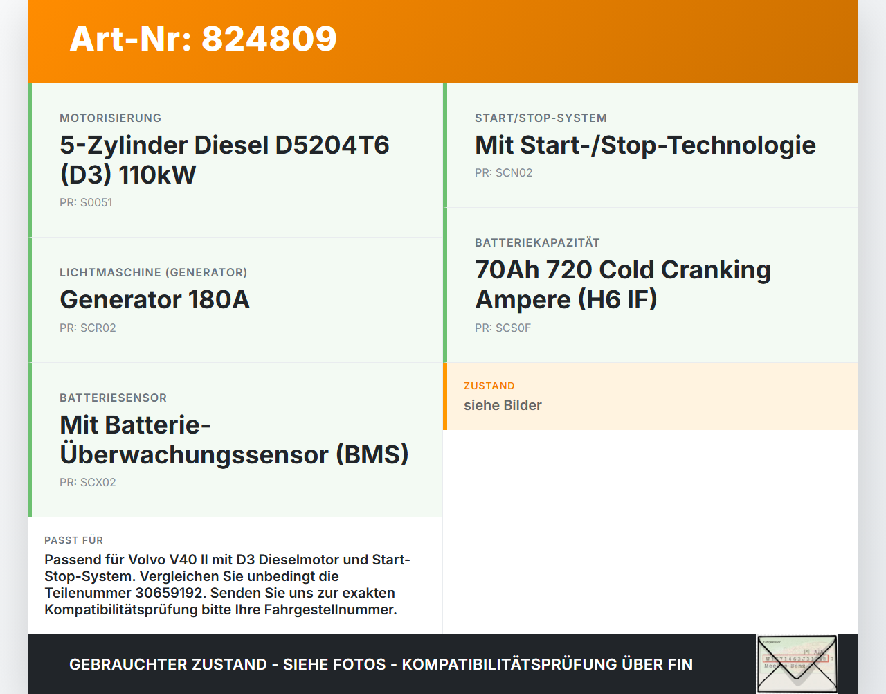 Volvo V40 II 12-16 D3 2,0 110KW Zentralelektrik Batteriestützpunkt Volvo V40 II 12-16 26.08.2013 30659192... Vorschau 3