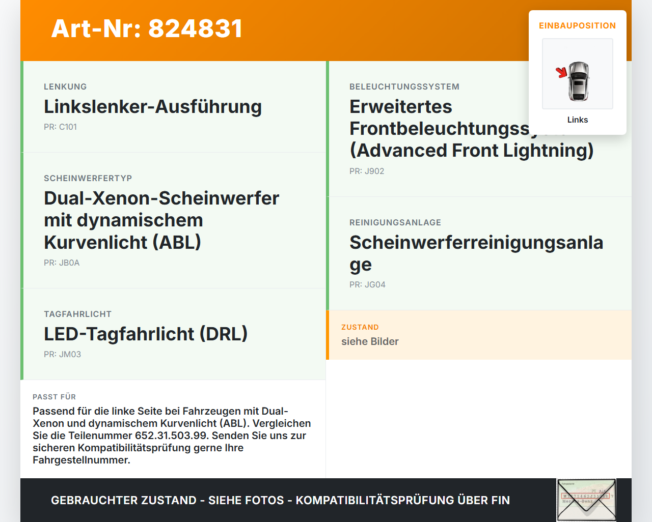 Volvo V40 II 12-16 D3 2,0 110KW Spule für Scheinwerfer Links Volvo V40 II 12-16 26.08.2013 652.31.503.99 gebraucht Vorschau 3