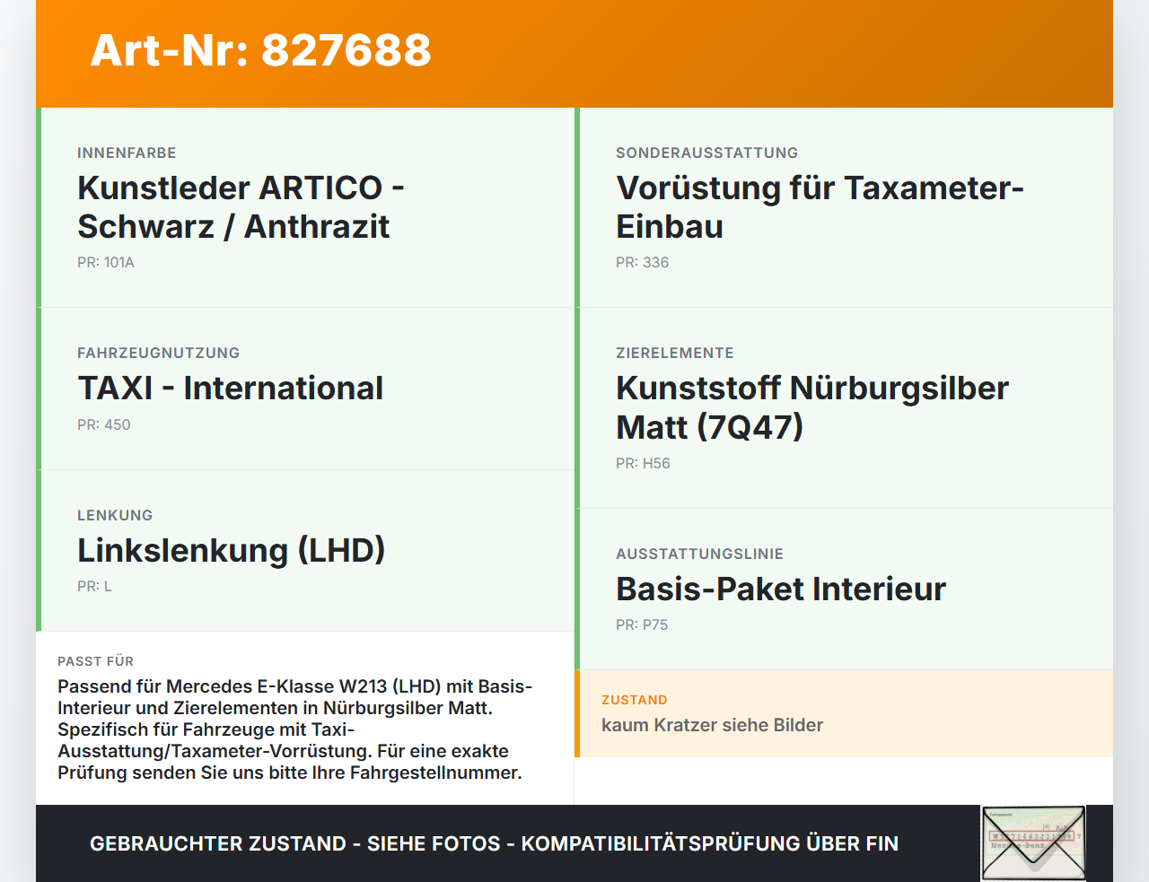 Mercedes W213 16-20 Blende für Armaturenbrett Abdeckung Mercedes W213 16-20 21.09.2020 A2137300906 gebraucht Vorschau 3