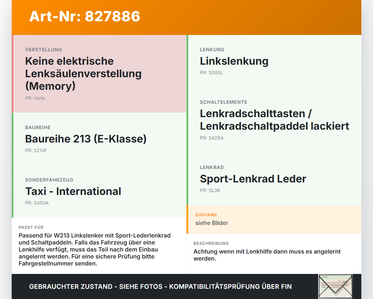 Mercedes W213 16-20 Höhenverstellung für Lenksäule Mercedes W213 16-20 21.09.2020 A2054608901 gebraucht Vorschau 3