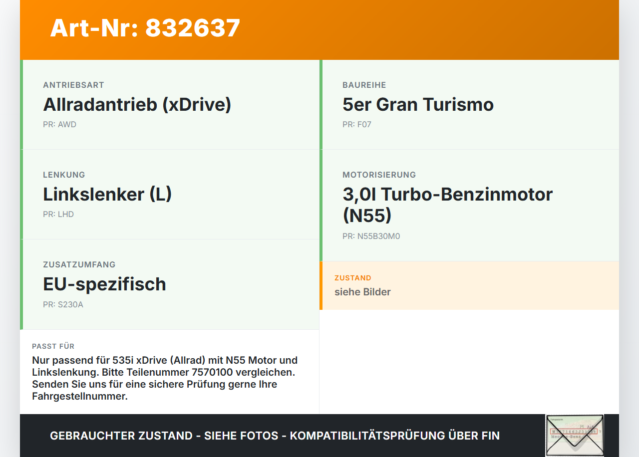 BMW F07 5er GT 535i 09-13 3,0i 225KW Servo Kühler Servoleitung Servokühler BMW F07 5er GT 535i 09-13 28.02.2012... Vorschau 3