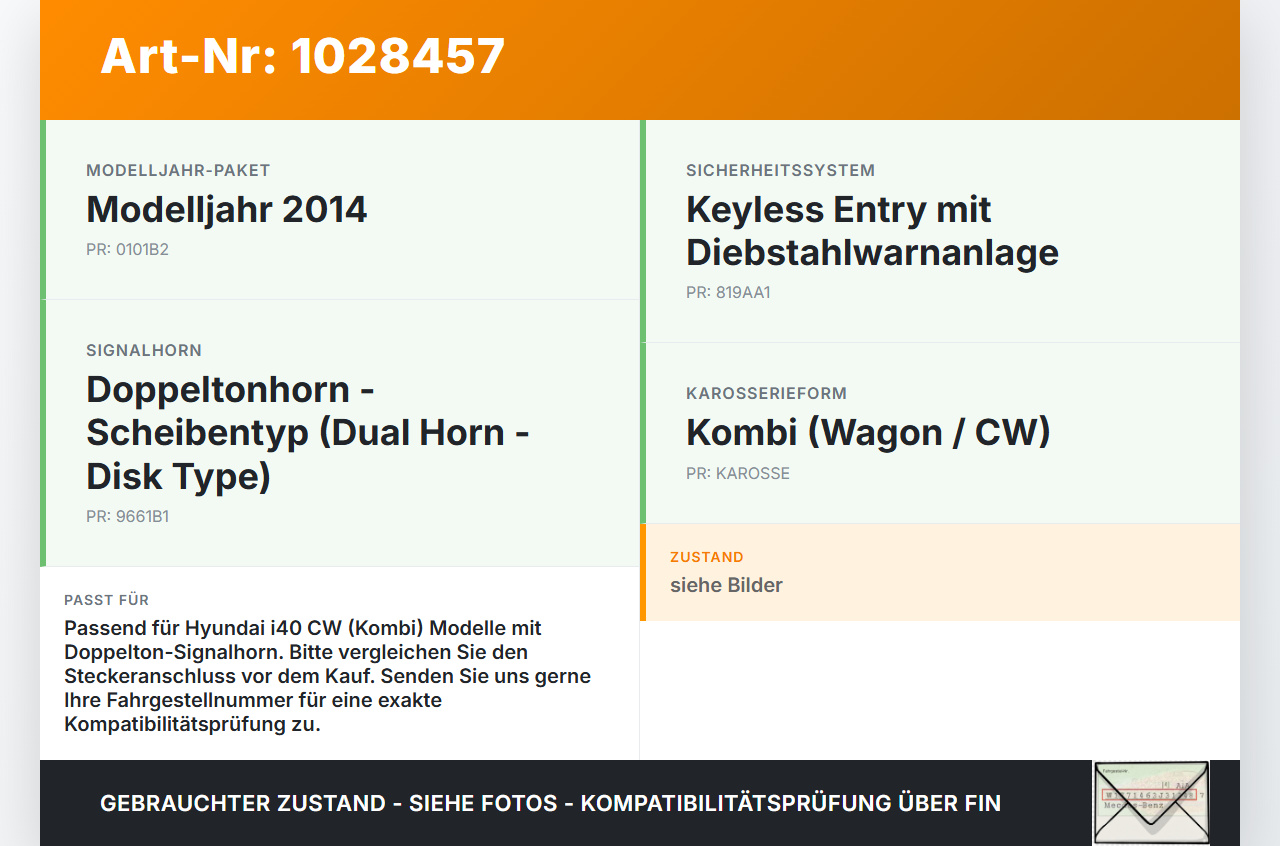Hyundai I40 CW 11-15 Hupe Signalhorn Hyundai I40 CW 11-15 11.12.2014 gebraucht Vorschau 3