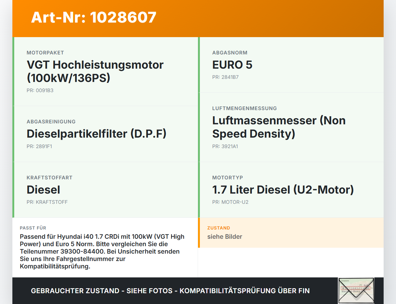 Hyundai I40 CW 11-15 CRDi 1,7 100KW Luftdruck MAP Sensor Hyundai I40 CW 11-15 11.12.2014 39300-84400 9490930502... Vorschau 3