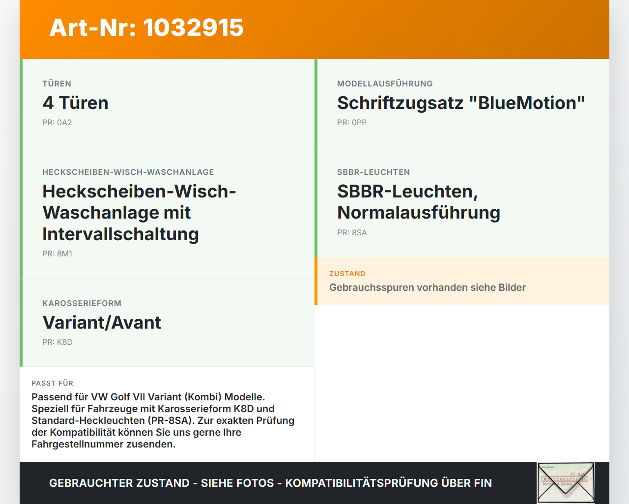 VW Golf VII 7 Variant 13-17 Kombi Bremslicht 3. Bremsleuchte für Klappe VW Golf VII 7 Variant 13-17 09.05.2016... Vorschau 3