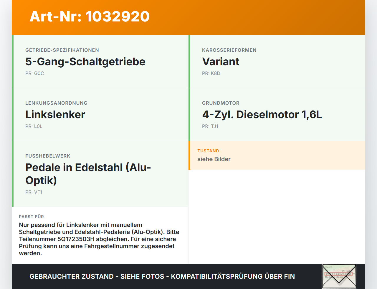 VW Golf VII 7 Variant 13-17 TDI 1,6 81KW Gaspedal Gaswertgeber Fahrpedal Alu Optik VW Golf VII 7 Variant 13-17... Vorschau 3