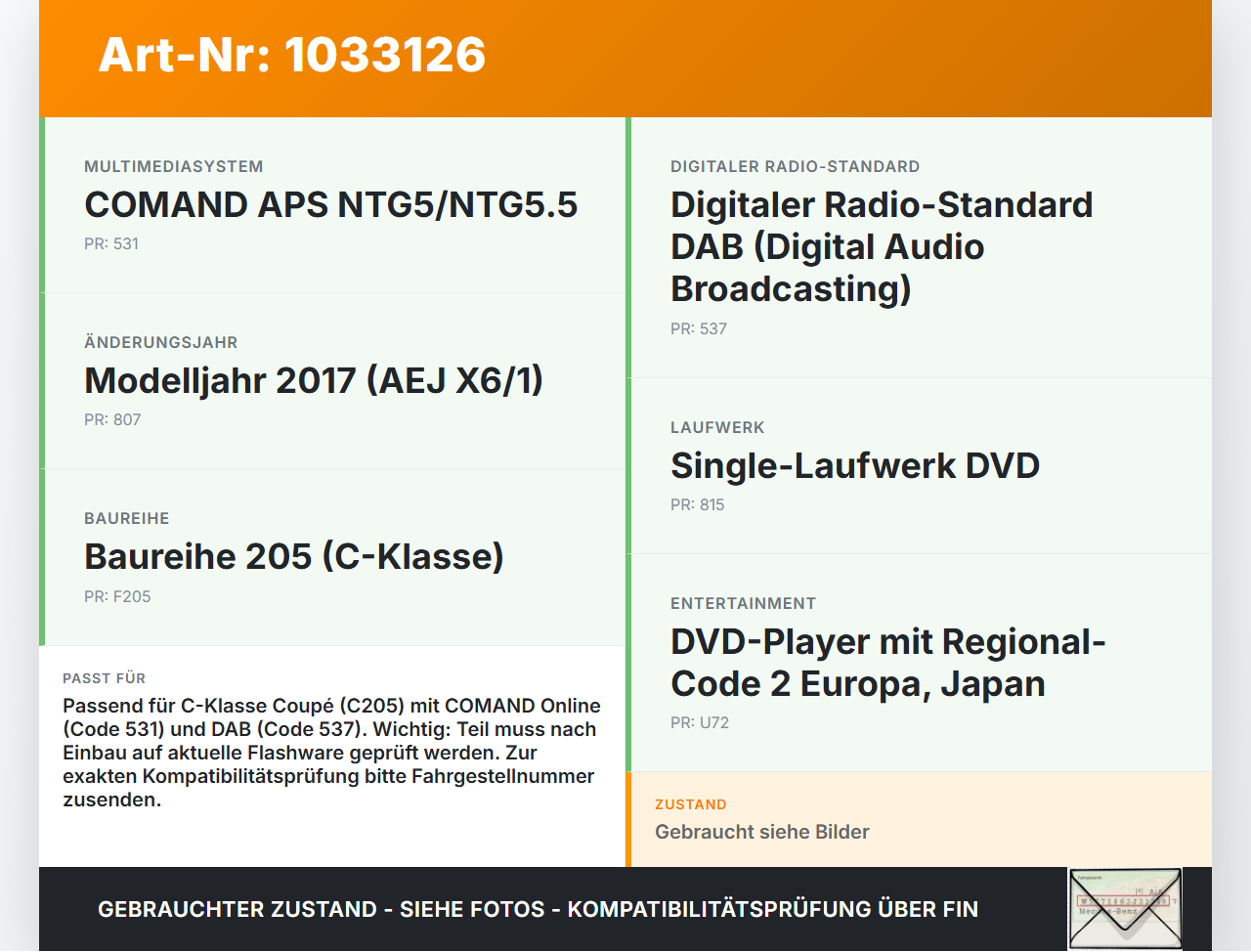 Mercedes C205 C400 15-18 Steuergerät SG TV Tuner Tunerbox Audio ECE Mercedes C205 C400 15-18 04.05.2017 A2229008911... Vorschau 3