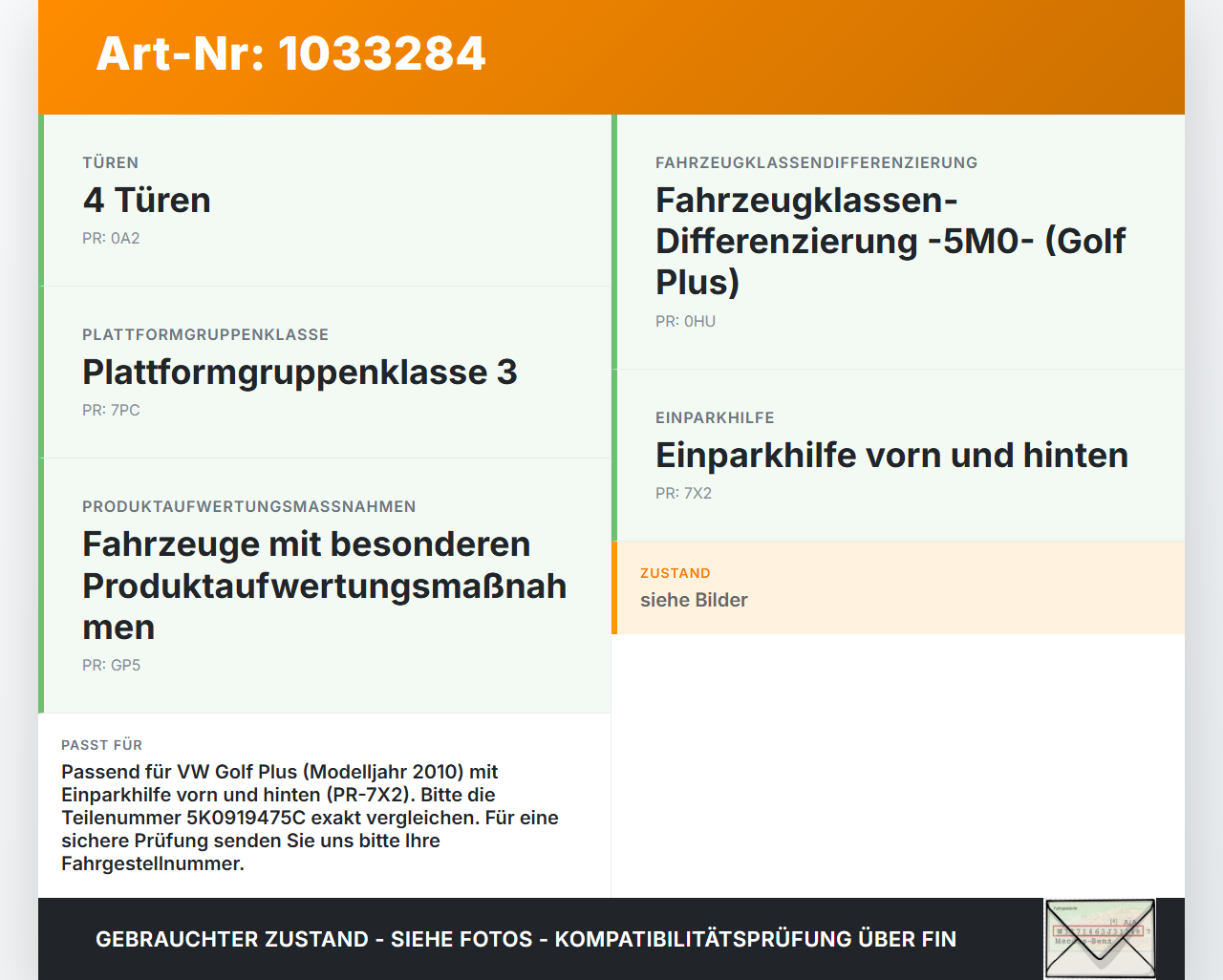 VW Golf Plus 5M 08-14 Steuergerät ECU Modul Einparkhilfe PDC SG VW Golf Plus 5M 08-14 24.07.2009 5K0919475C 604.283... Vorschau 3
