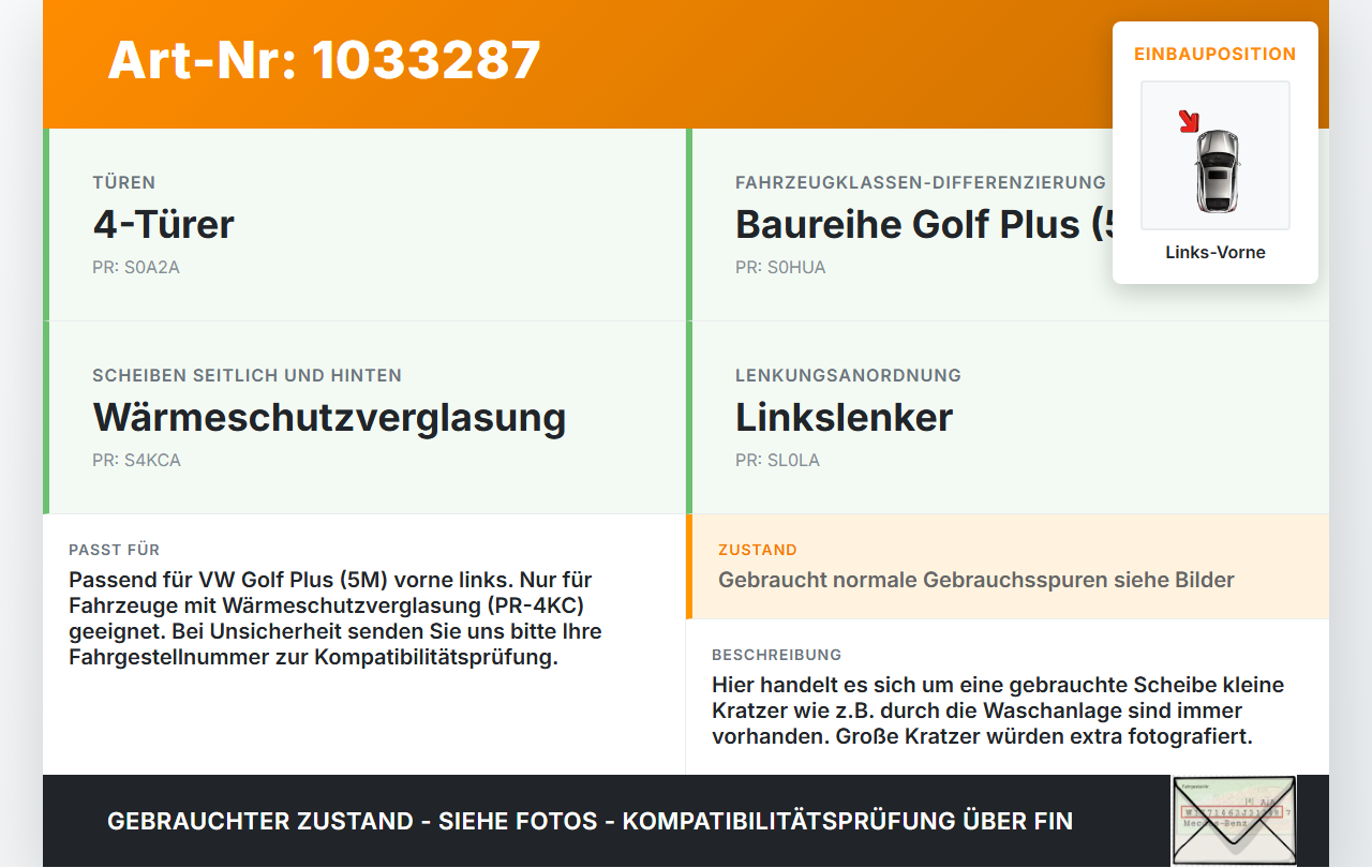 VW Golf Plus 5M 08-14 Dreieck Seitenscheibe Scheibe Türscheibe Links Vorne VW Golf Plus 5M 08-14 24.07.2009... Vorschau 3