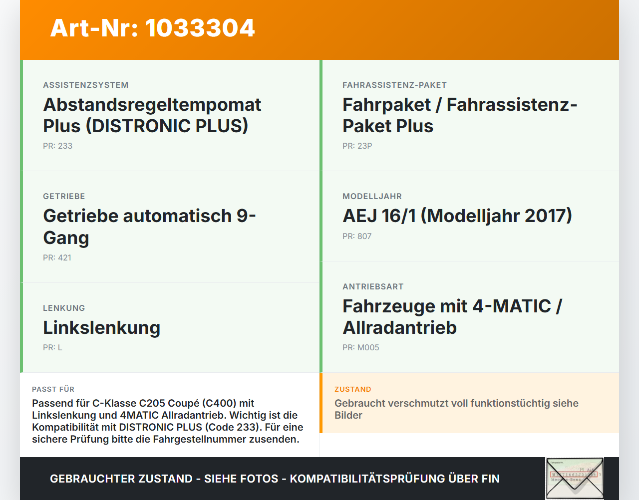Mercedes C205 C400 15-18 Hauptbremszylinder Bremszylinder Mercedes C205 C400 15-18 04.05.2017 A2054300001 gebraucht Vorschau 3