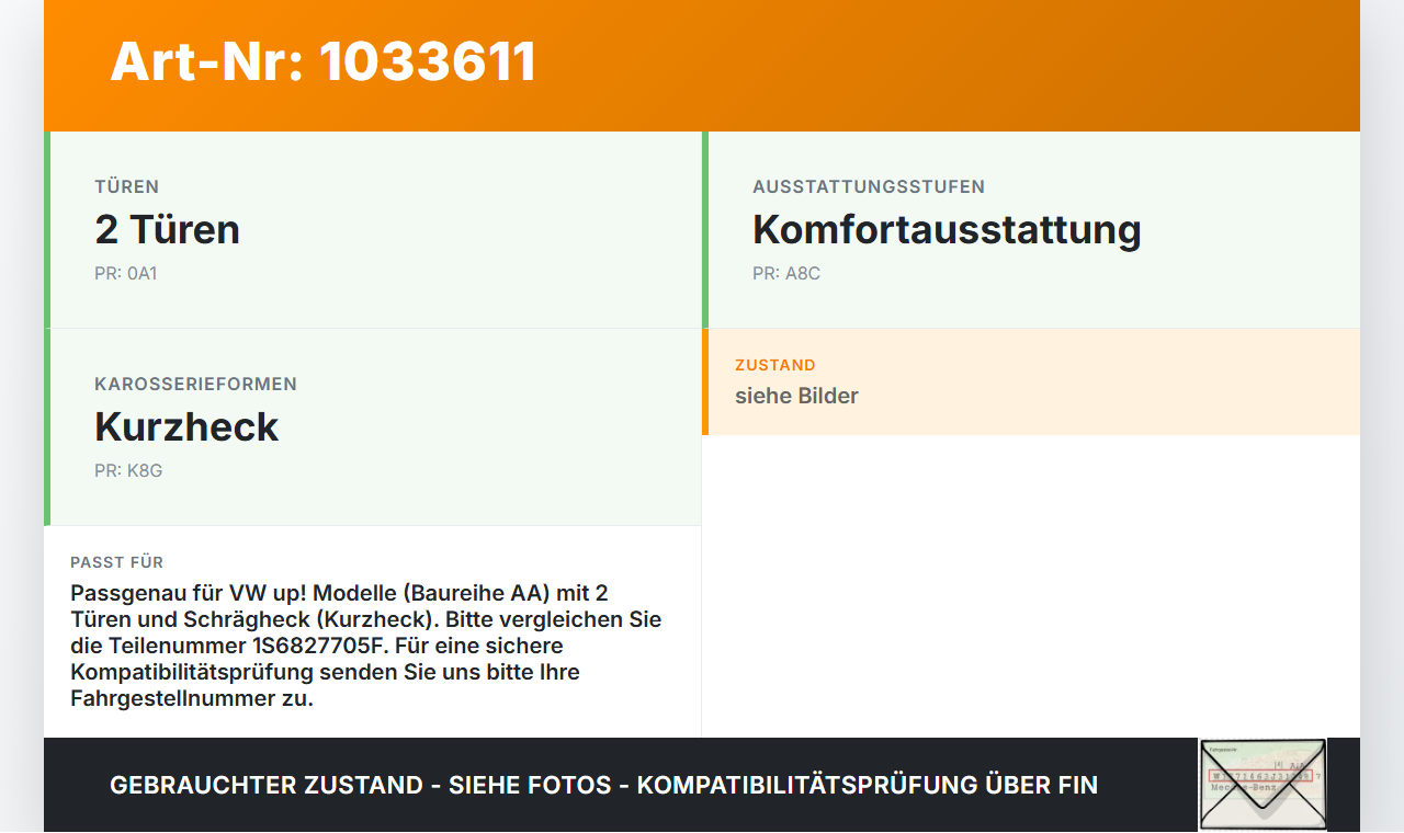 VW UP AA 15-23 Dichtung Rahmen für Heckklappe Kofferraum VW UP AA 15-23 15.08.2014 1S6827705F gebraucht Vorschau 3