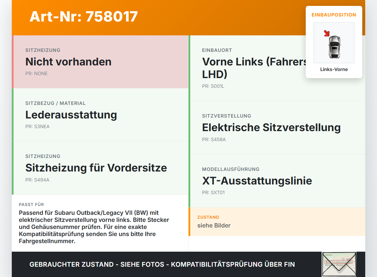 Subaru Outback Legacy 7 VII BW 19-22 Stellmotor für Elektr Sitzverstellung Links Vorne Subaru Outback Legacy 7 VII... Vorschau 3