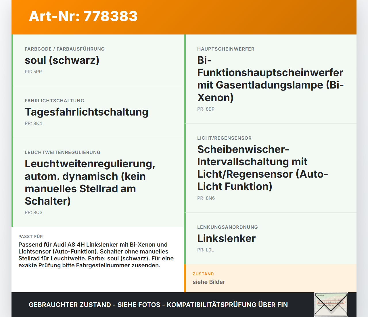 Audi A8 4H 09-13 Lichtschalter Schalter Audi A8 4H 09-13 15.06.12 4H0941531 5PR1604121696 4H09415315PR gebraucht Vorschau 3
