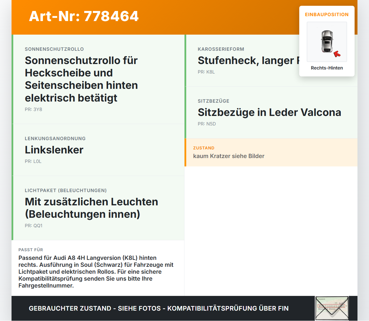 Audi A8 4H 09-13 Lang Handgriff Haltegriff für Türverkleidung Rechts Hinten Audi A8 4H 09-13 15.06.12 4H0867374... Vorschau 3