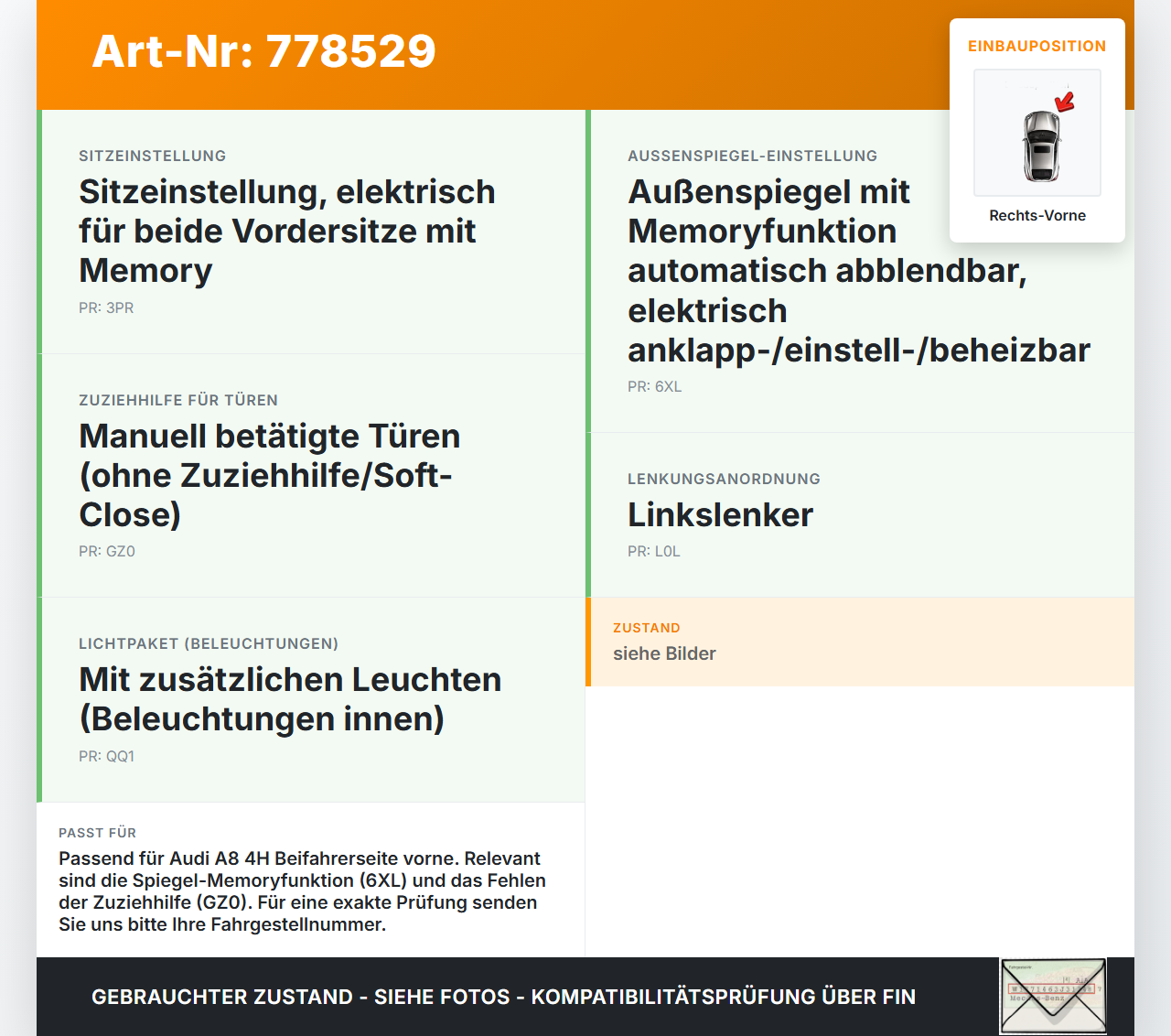 Audi A8 4H 09-13 Steuergerät ECU Modul Türsteuergerät Rechts Vorne Audi A8 4H 09-13 15.06.12 4H0959792G gebraucht Vorschau 3