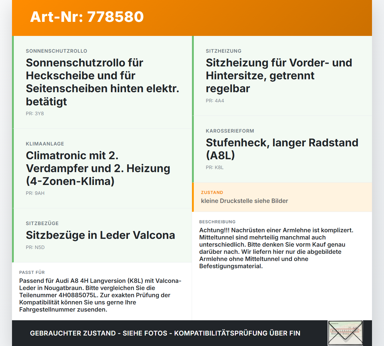 Audi A8 4H 09-13 Armlehne Mittelarmlehne Auflage mit Becherhalter für Rücksitzbank Nougatbraun Audi A8 4H 09-13... Vorschau 3