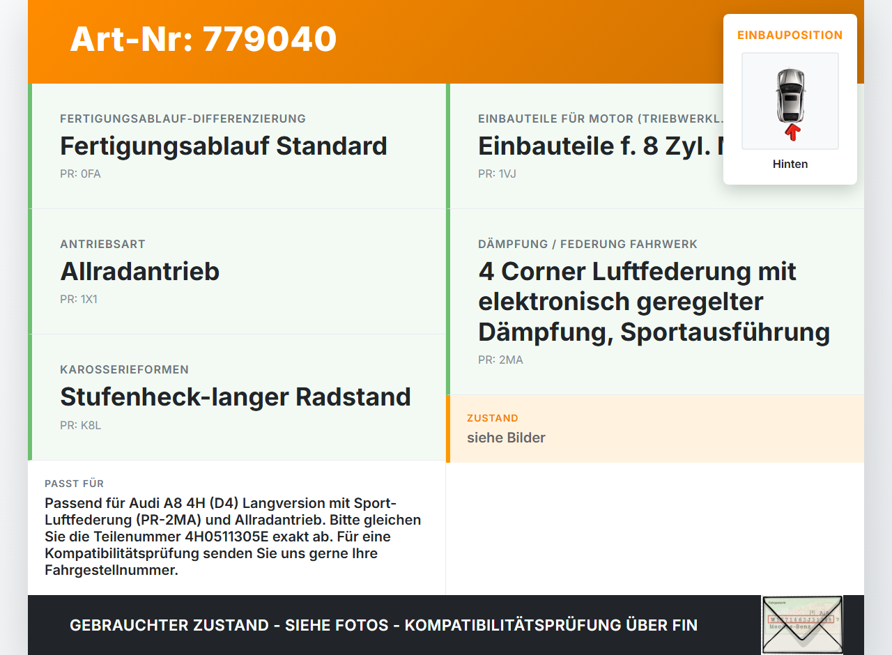 Audi A8 4H 09-13 Lang Stabi Stabilisator Hinten Audi A8 4H 09-13 15.06.12 4H0511305E gebraucht Vorschau 3