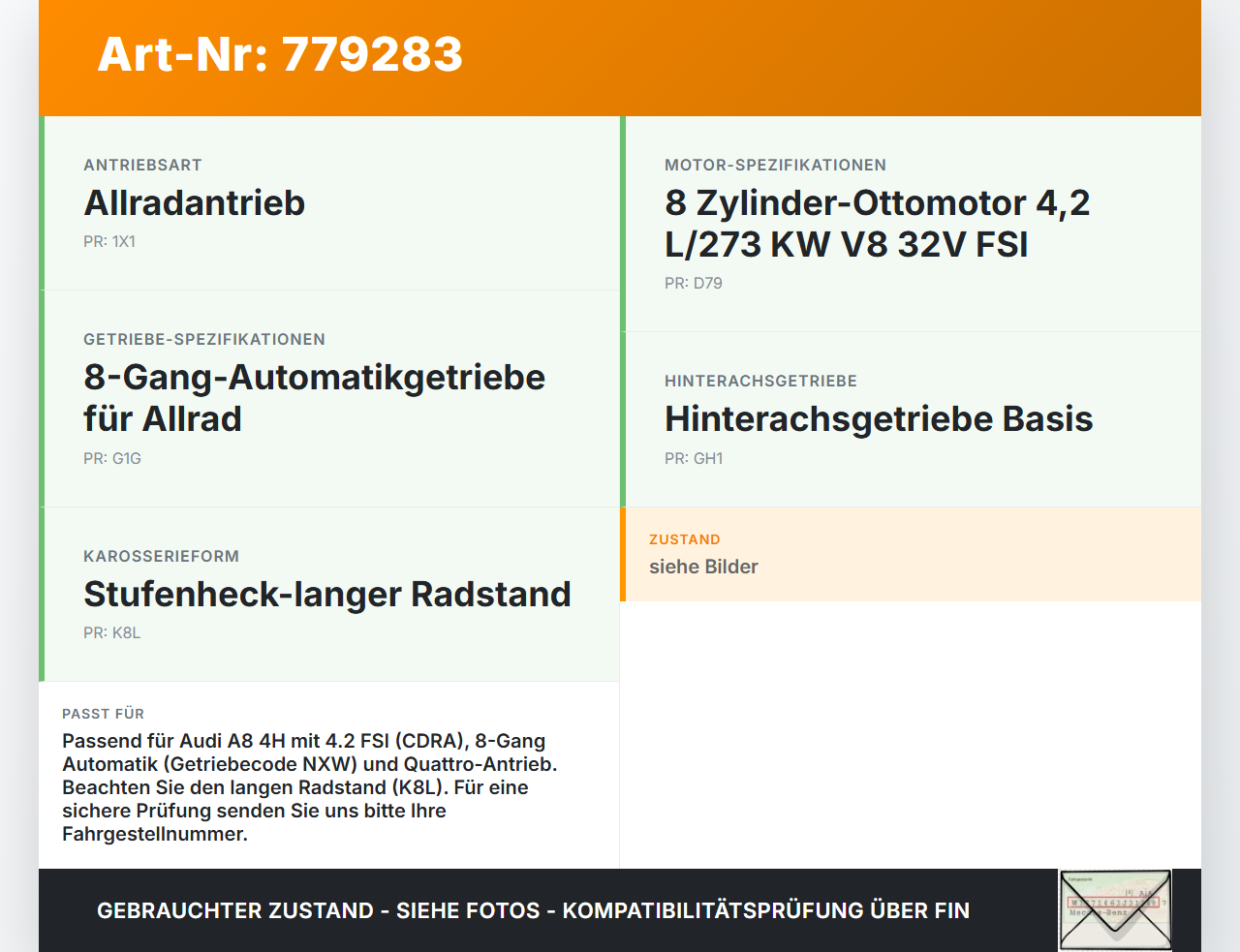 Audi A8 4H 09-13 FSI 4,2 273KW Welle Ölwelle für Getriebe Audi A8 4H 09-13 15.06.12 gebraucht Vorschau 3