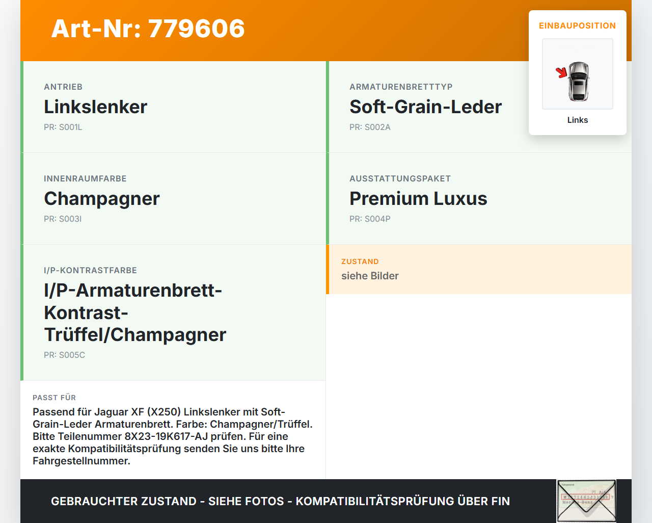 Jaguar XF X250 09-15 Luftdusche Luftdüse Links Mitte Jaguar XF X250 09-15 30.12.2010 8X23-19K617-AJ gebraucht Vorschau 3