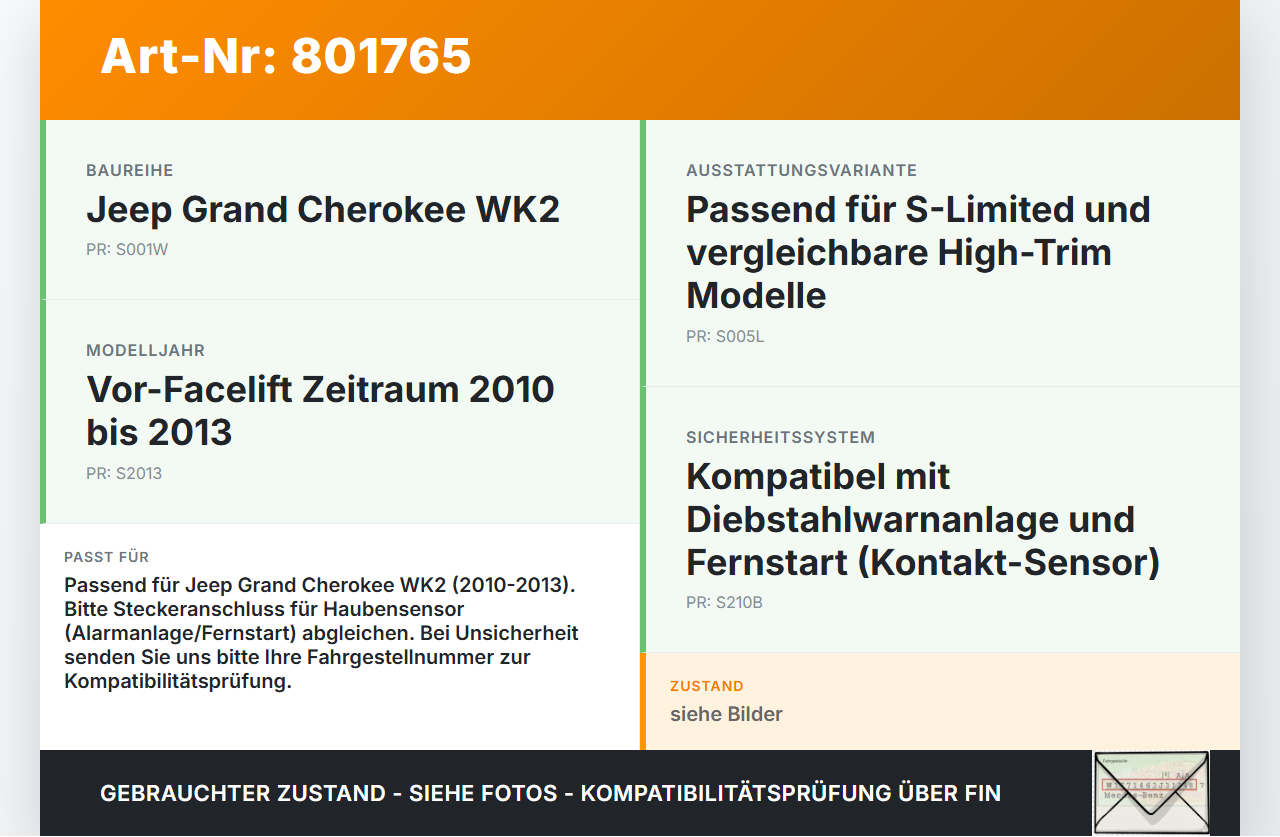 Jeep Grand Cherokee WK2 10-13 Haubenschloss Motorhaubenschloss Schloss Jeep Grand Cherokee WK2 10-13 08.05.2013... Vorschau 3