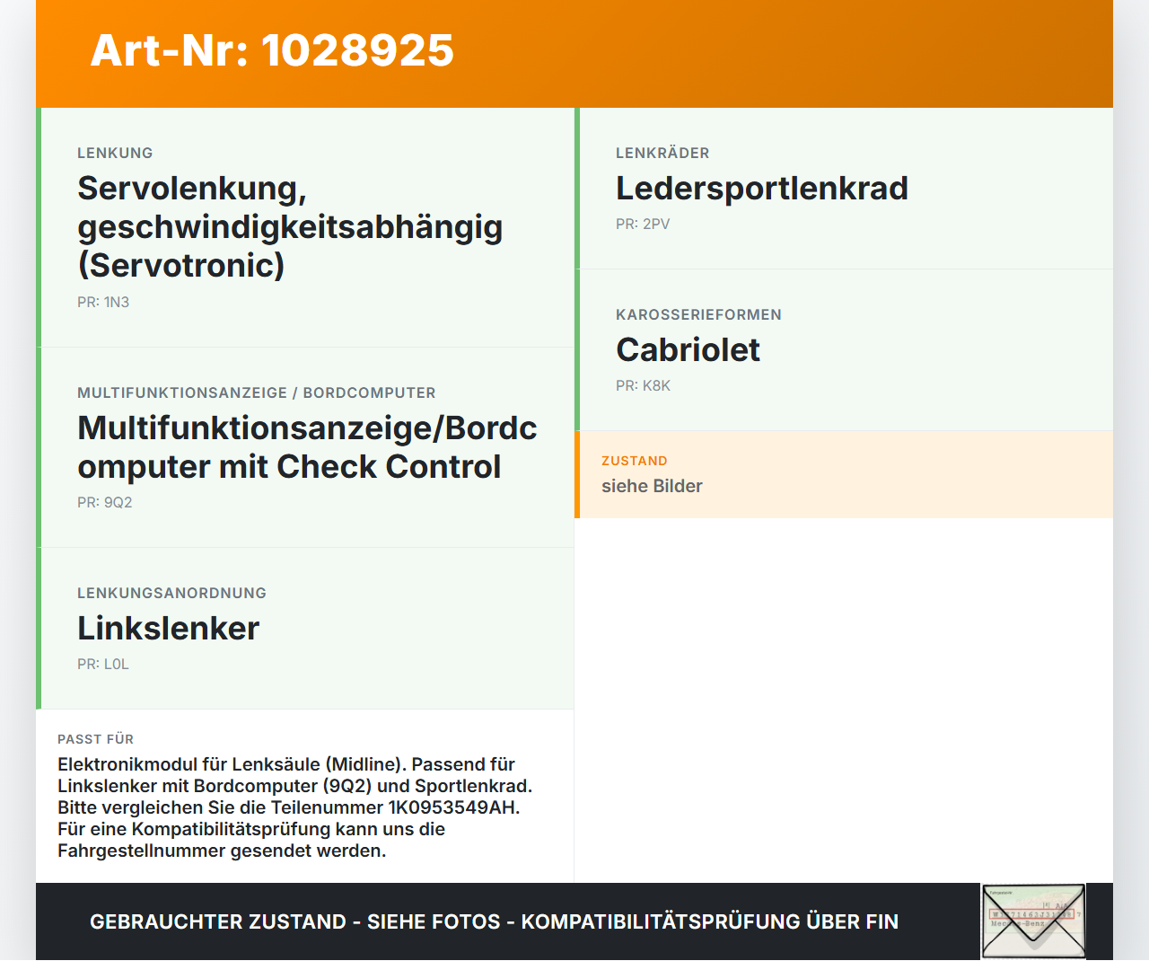 Audi A3 8P 08-10 Lenksäulensteuergerät Elektronik Modul Audi A3 8P 08-10 27.04.2009 1K0953549AH LK05113553 gebraucht Vorschau 3