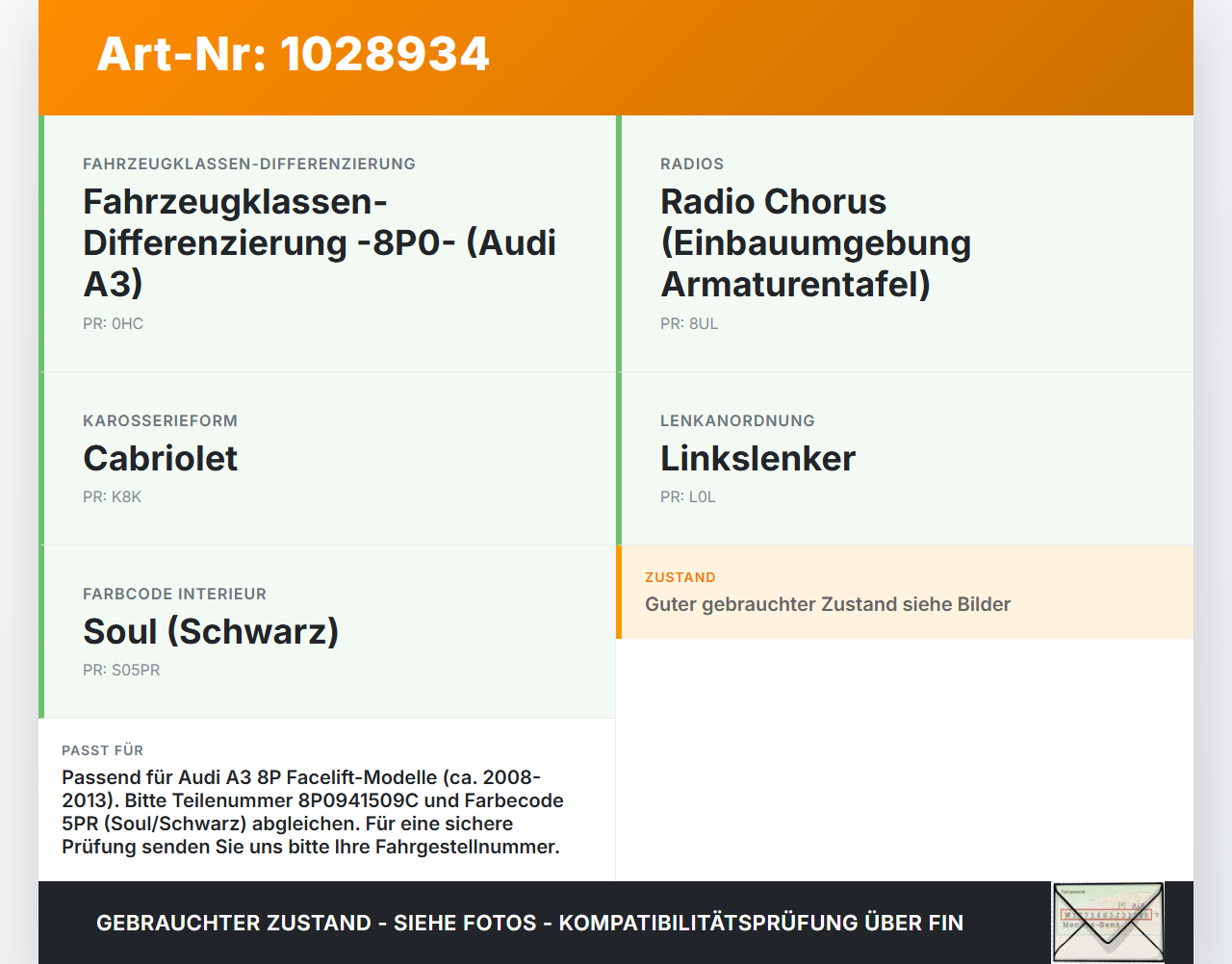 Audi A3 8P 08-10 Warnblinkschalter Schalter Audi A3 8P 08-10 27.04.2009 8P0941509C 8P0941509C5PR gebraucht Vorschau 3