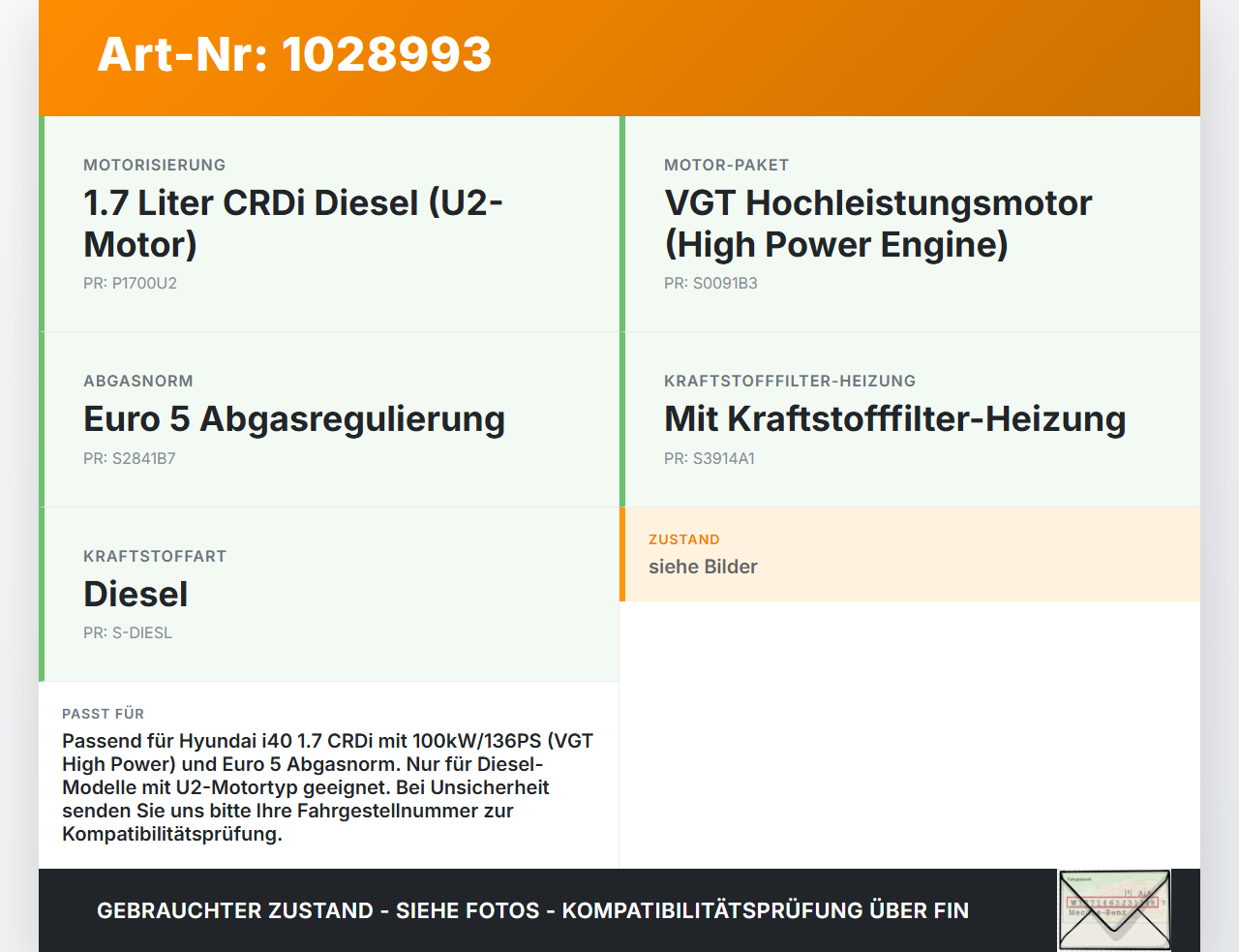 Hyundai I40 CW 11-15 CRDi 1,7 100KW Hochdruck Leitung Kraftstoffleitung Hyundai I40 CW 11-15 11.12.2014 gebraucht Vorschau 3