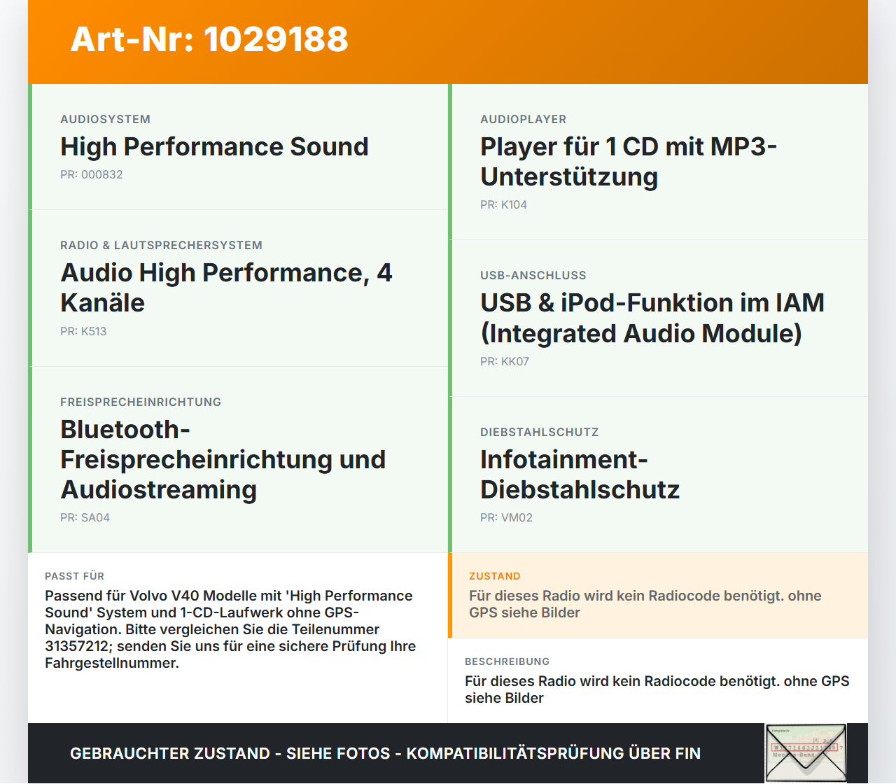Volvo V40 525 12-16 CD-Laufwerk Musik-Player Kontroller Volvo V40 525 12-16 01.01.2013 31357212AA CF6N-18C815-AA... Vorschau 3