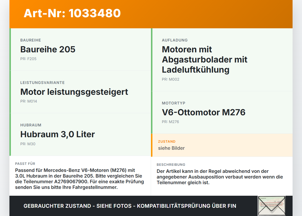 Mercedes C205 C400 15-18 3,0 245KW Zündspule Zyl.6 Mercedes C205 C400 15-18 04.05.2017 A2769067900 28301247 ZS0019... Vorschau 3