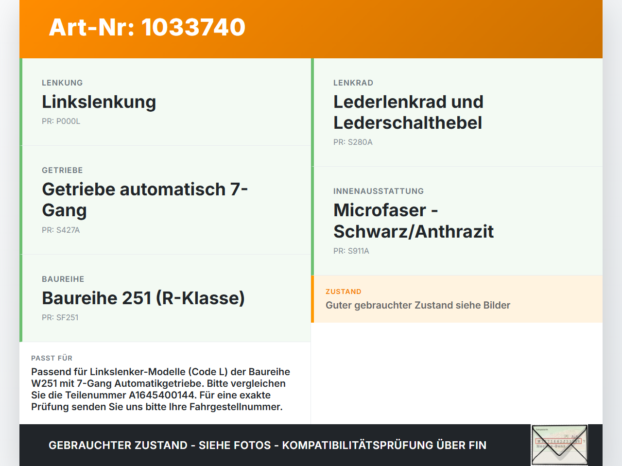 Mercedes W251 R350 10-13 Lenkstockschalter Blinker Wischer Kombischalter Mercedes W251 R350 10-13 29.03.2011... Vorschau 3