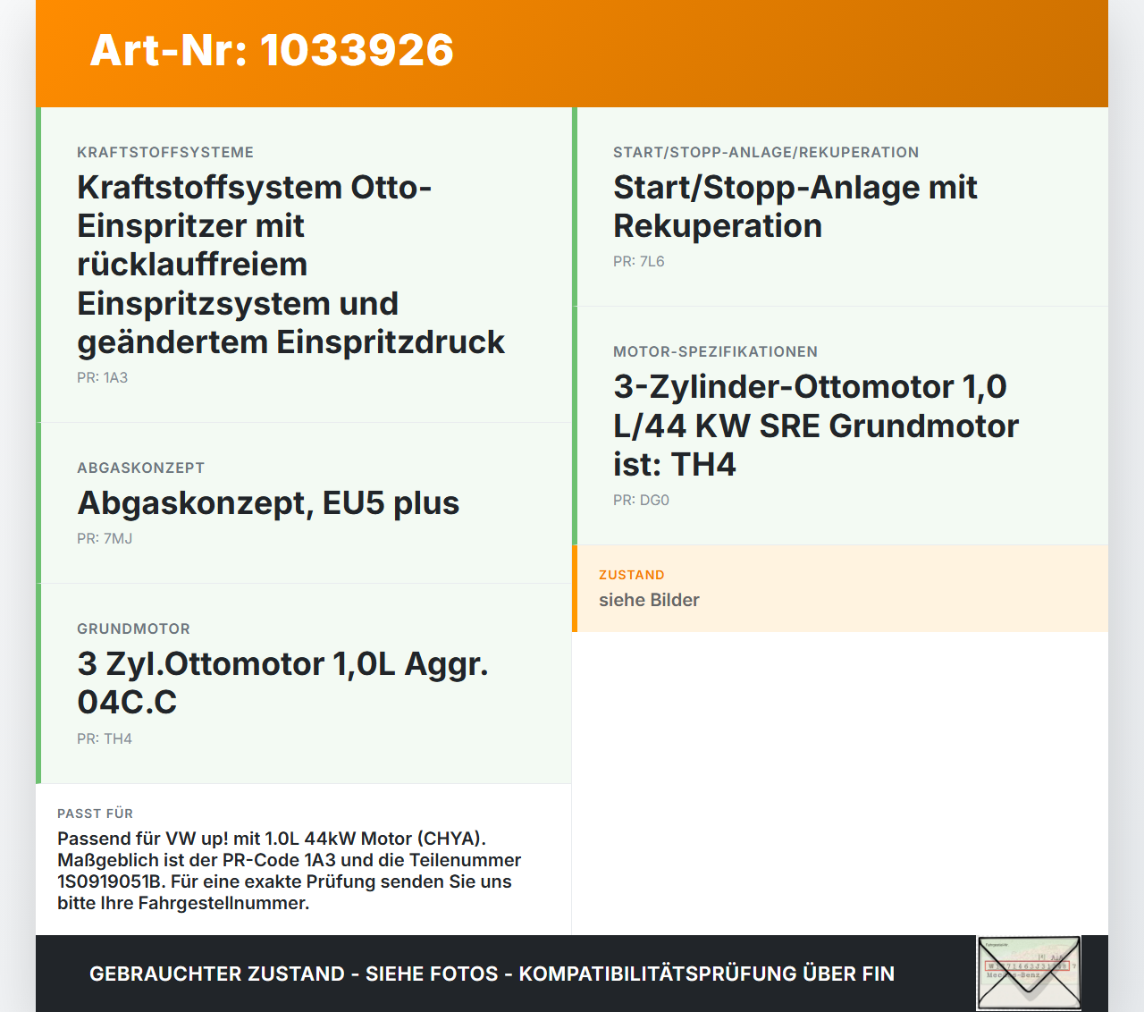 VW UP AA 15-23 1,0 44KW Kraftstoffpumpe Kraftstoff Förderpumpe Tankgeber VW UP AA 15-23 15.08.2014 1S0919051B... Vorschau 3