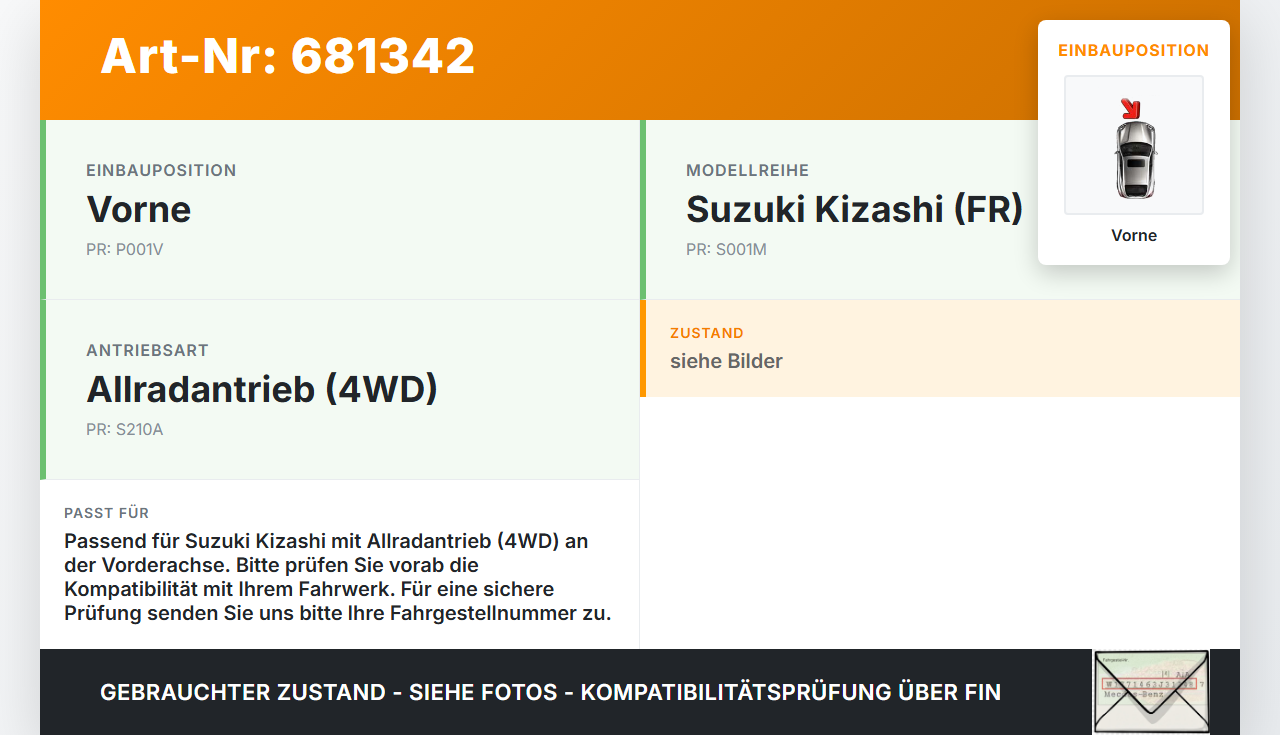 Suzuki Kizashi 09-16 Stabilisator Stabi Vorne Suzuki Kizashi 09-16 15.09.2011 gebraucht Vorschau 3