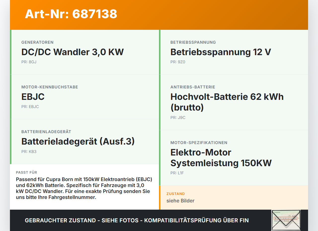Cupra Born Pro K11 MEB Converter Wandler Steuergerät Modul E-G3E-01 Cupra Born Pro K11 MEB 16.05.2023 1EA907190G... Vorschau 3