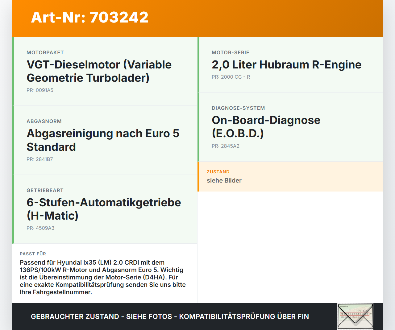 Hyundai IX35 LM 09-13 CRDi 2,0 100KW Abgasleitung AGR Rohr Leitung Hyundai IX35 LM 09-13 14.11.2011 284912F010 gebraucht Vorschau 3