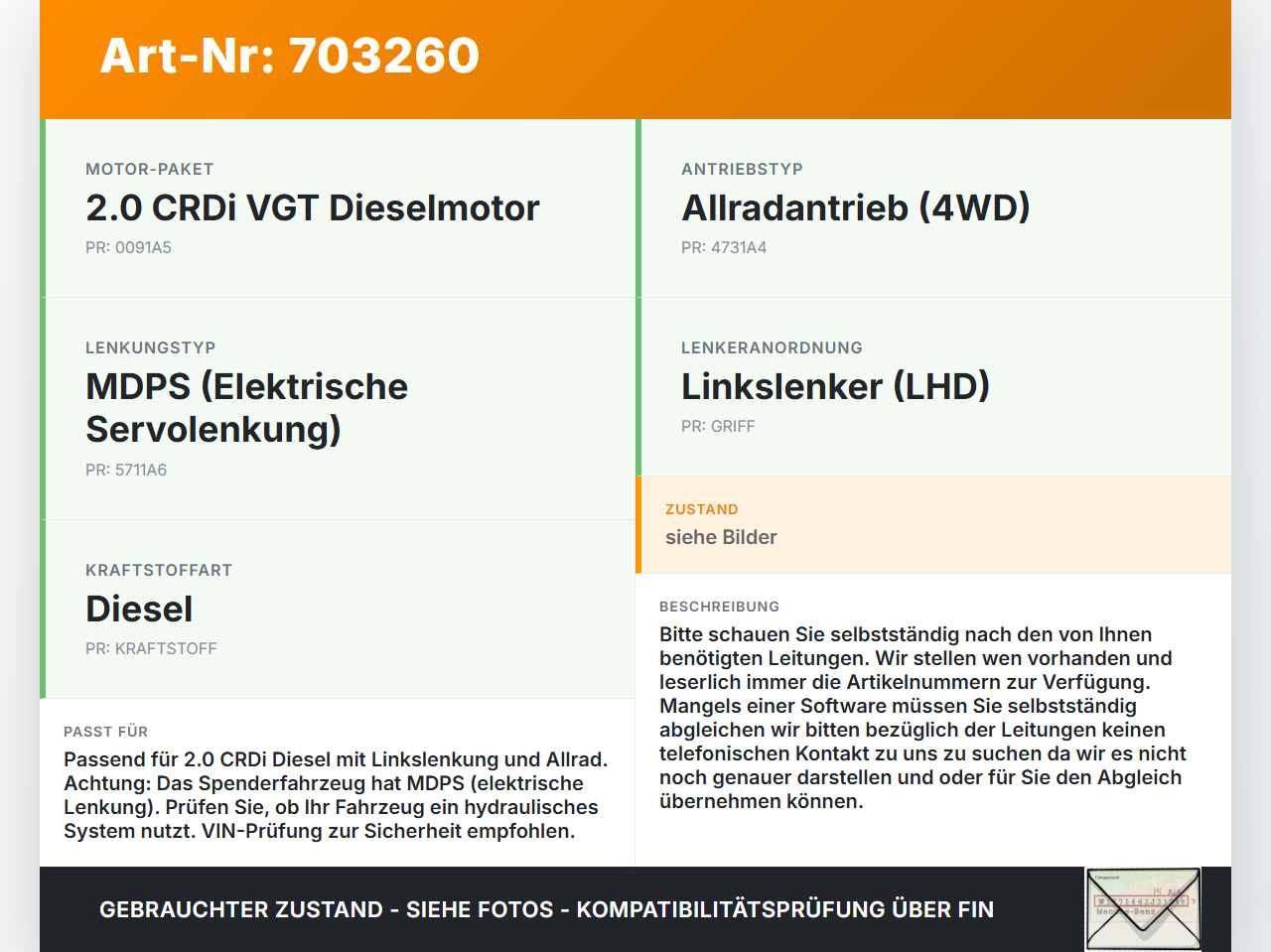 Hyundai IX35 LM 09-13 CRDi 2,0 100KW Servo Schlauch Servoleitung Hyundai IX35 LM 09-13 14.11.2011 741-710256 gebraucht Vorschau 3