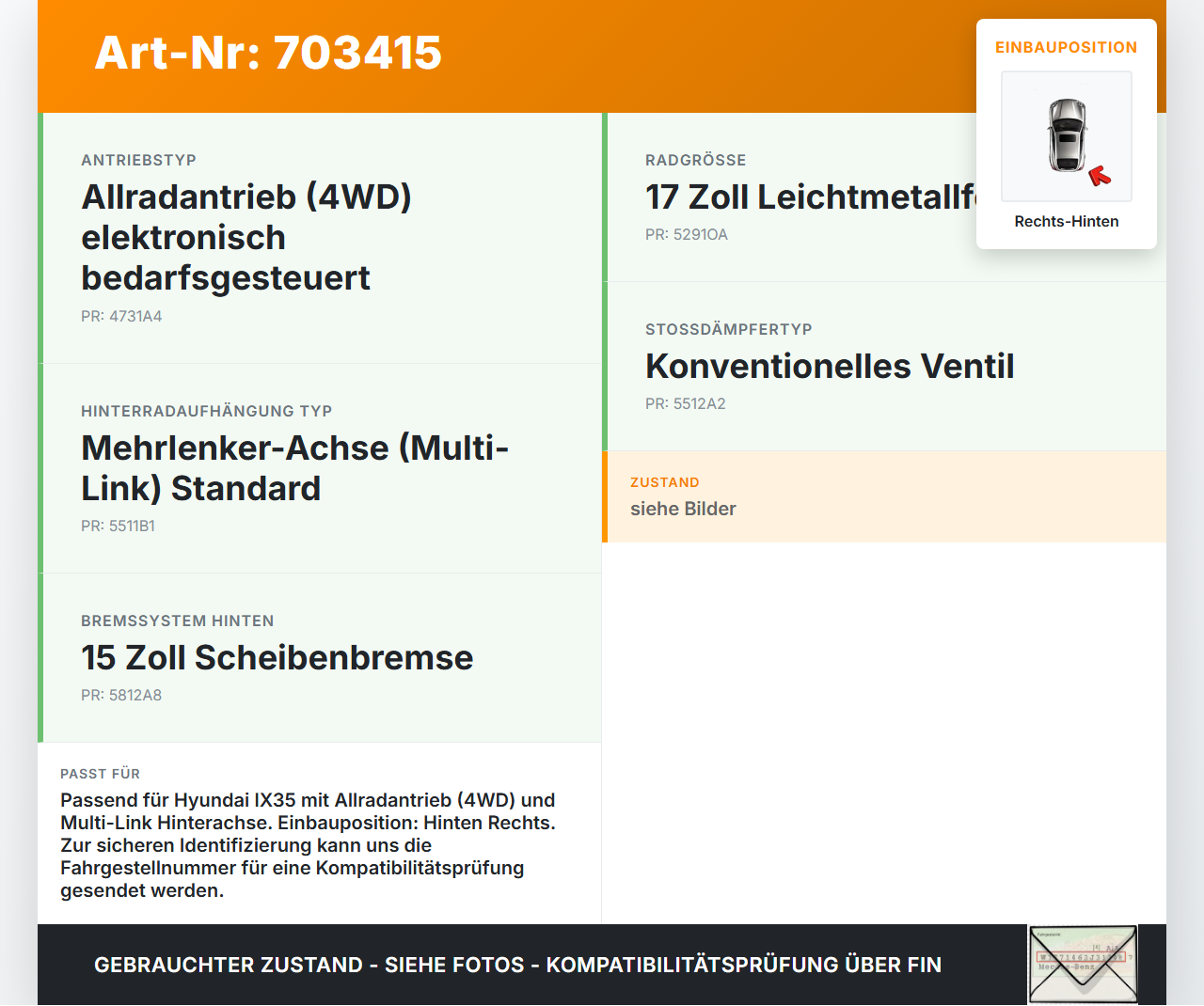 Hyundai IX35 LM 09-13 Querlenker Hilfsarm Tragarm Rechts Hinten Hyundai IX35 LM 09-13 14.11.2011 gebraucht Vorschau 3