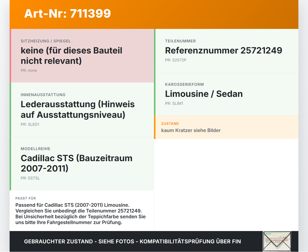Cadillac STS 07-11 Auflage Verkleidung für Kofferraum Cadillac STS 07-11 27.06.2008 25721249 gebraucht Vorschau 3
