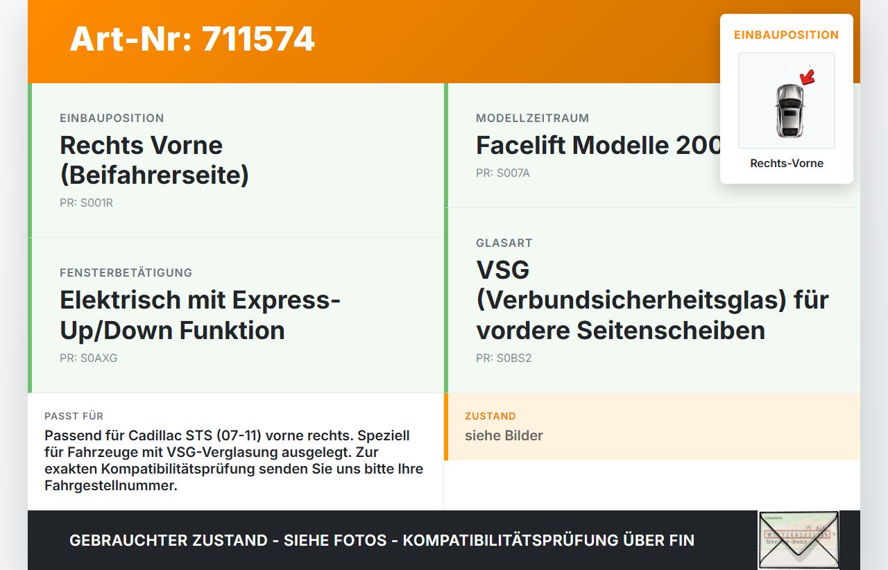 Cadillac STS 07-11 Fensterhebermotor mit Fensterheber Rechts Vorne Cadillac STS 07-11 27.06.2008 15291743... Vorschau 3