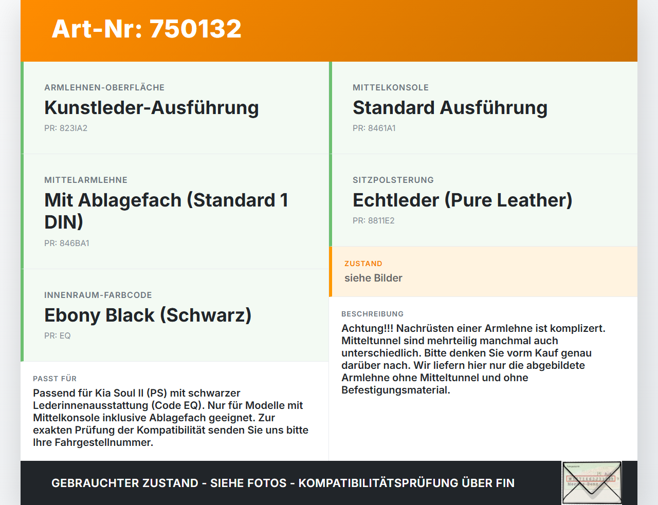 Kia Soul II PS 14-19 Armlehne Mittelarmlehne Auflage Kia Soul II PS 14-19 30.01.2015 84634-B2000 gebraucht Vorschau 3