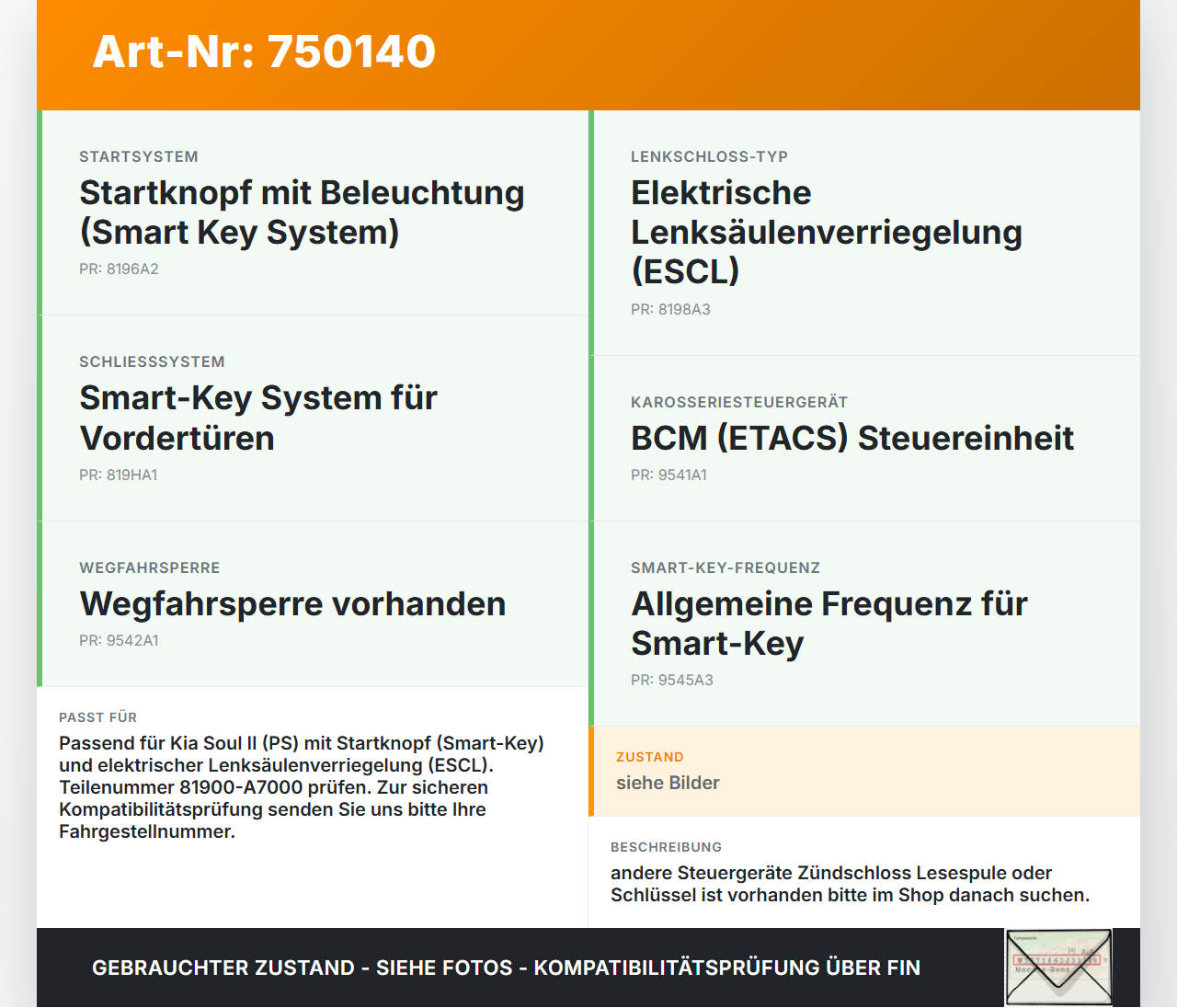 Kia Soul II PS 14-19 CRDI 1,6 94KW Wegfahrsperre ECU Steuergerät Kia Soul II PS 14-19 30.01.2015 81910B-2000... Vorschau 3