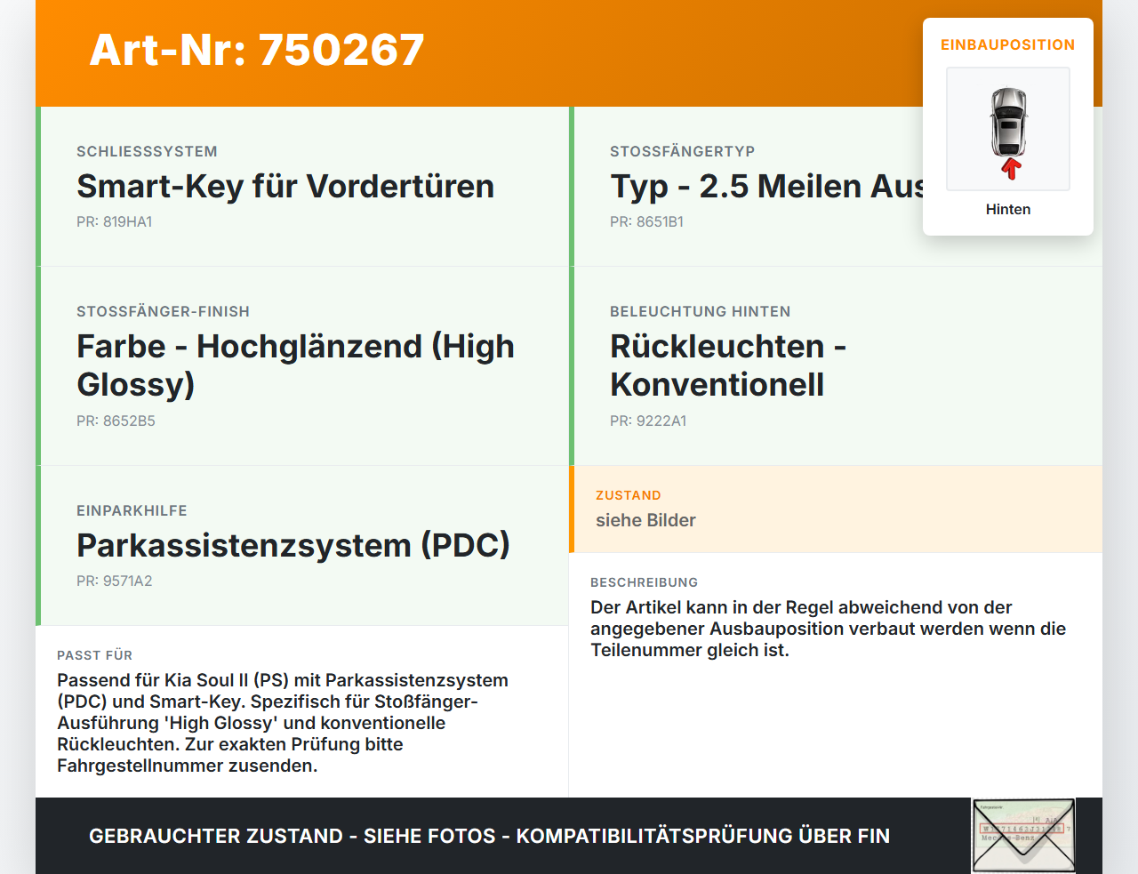 Kia Soul II PS 14-19 PDC Kabelbaum Hinten Kia Soul II PS 14-19 30.01.2015 91890B-2260 91890-B2220-R 91890B-2220... Vorschau 3