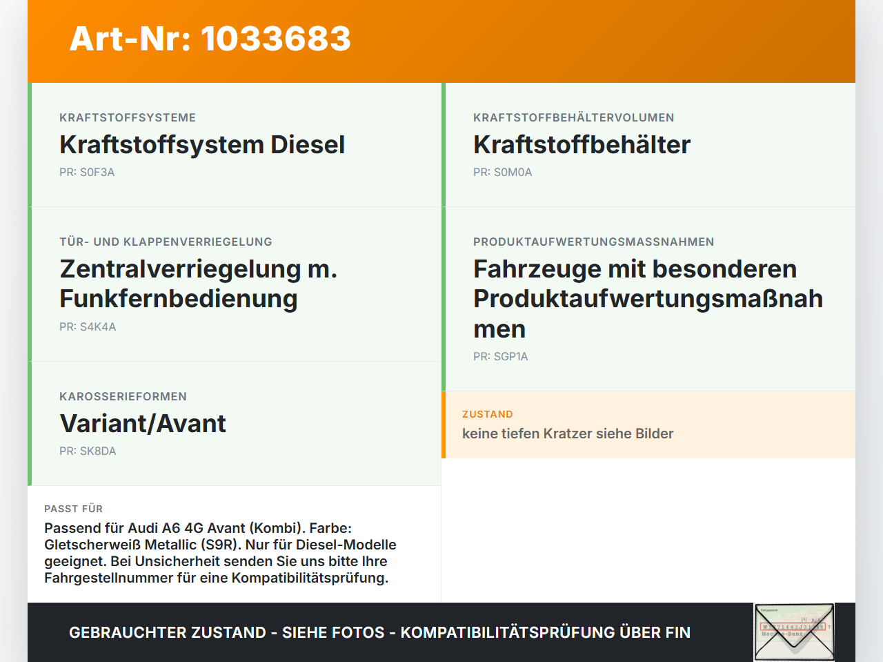 Audi A6 4G 11-14 Tankdeckel Tankklappe LS9R Audi A6 4G 11-14 02.07.2013 4G0809907 gebraucht Vorschau 3
