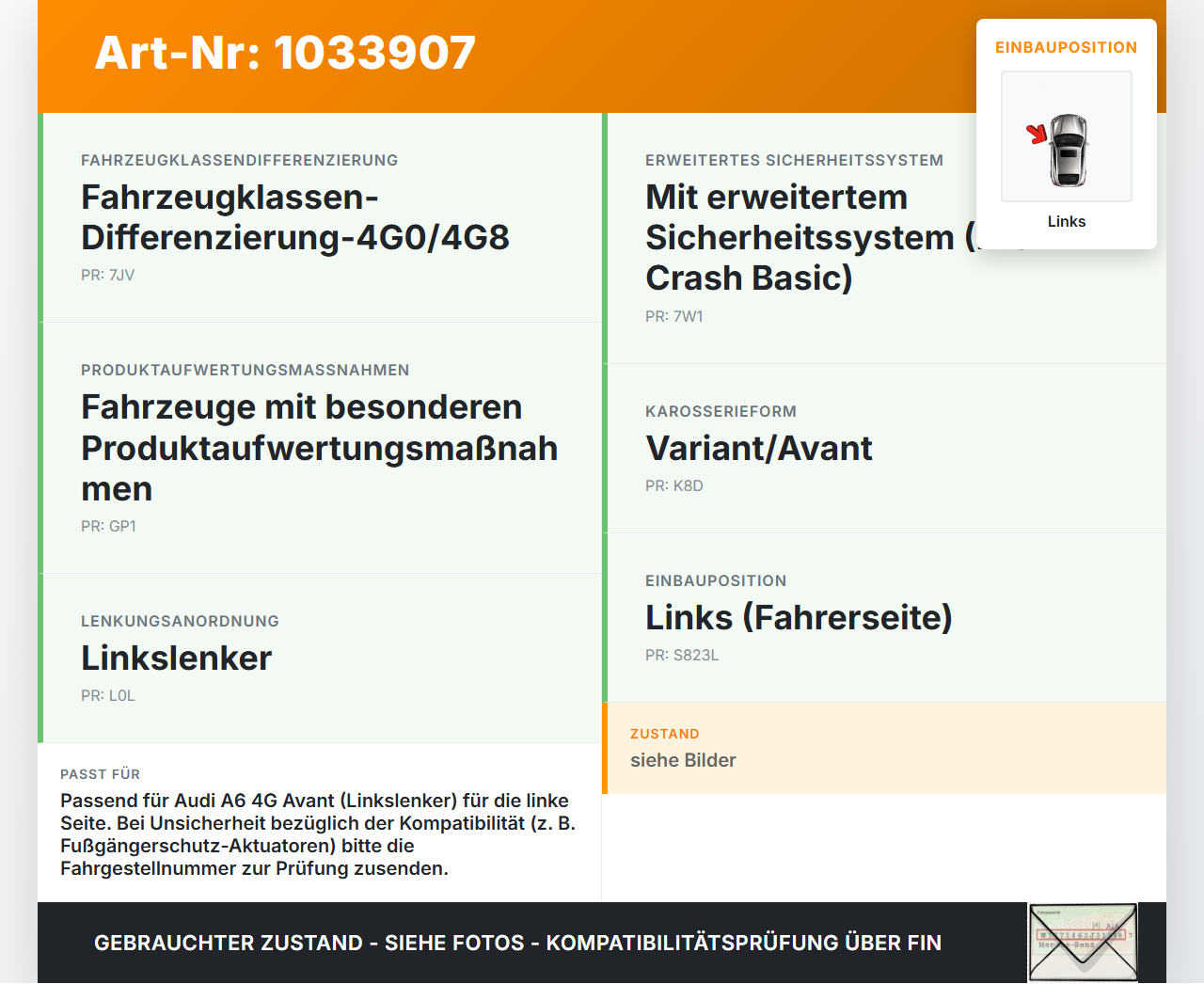 Audi A6 4G 11-14 Kombi Scharnier für Motorhaube Motorhaubenscharnier Links Audi A6 4G 11-14 02.07.2013 4G8823301E... Vorschau 3