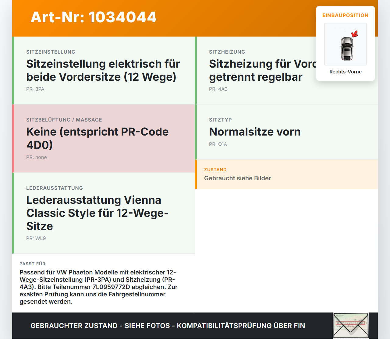 VW Phaeton 3D 10-16 Sitzheizung Steuergerät Rechts Vorne VW Phaeton 3D 10-16 15.12.2011 7L0959772D gebraucht Vorschau 3