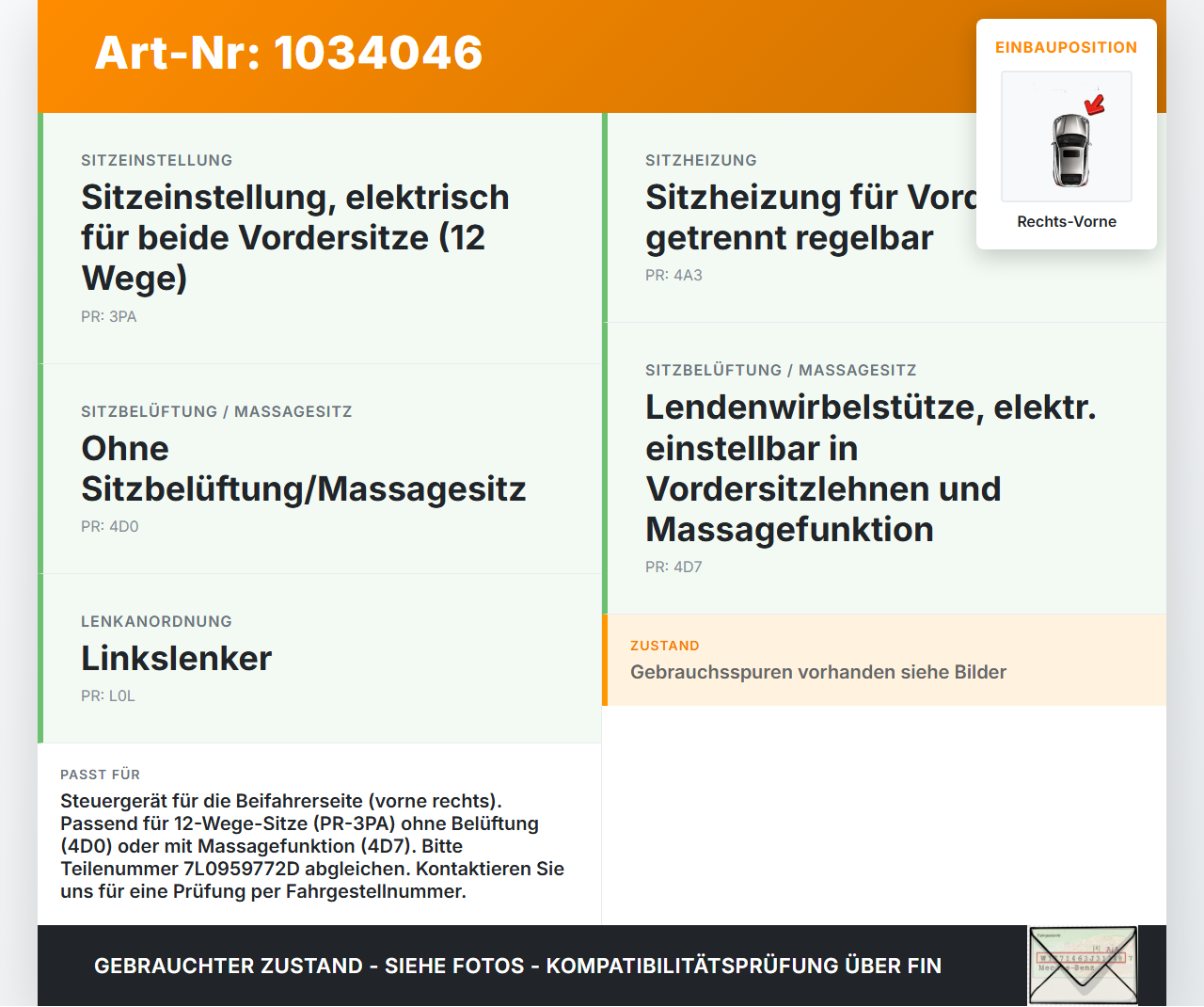 VW Phaeton 3D 10-16 Sitzheizung Steuergerät Rechts Vorne VW Phaeton 3D 10-16 15.12.2011 7L0959772D gebraucht Vorschau 3