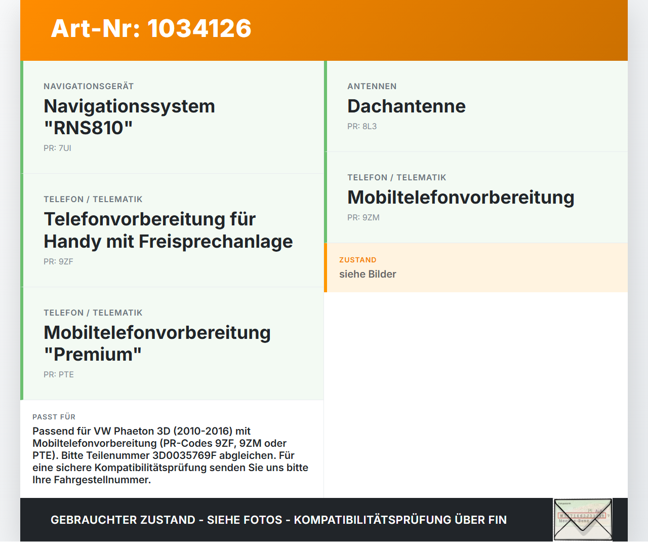 VW Phaeton 3D 10-16 Steuergerät ECU Modul PAH SG Bluetooth Telefonie VW Phaeton 3D 10-16 15.12.2011 3D0035769F gebraucht Vorschau 3