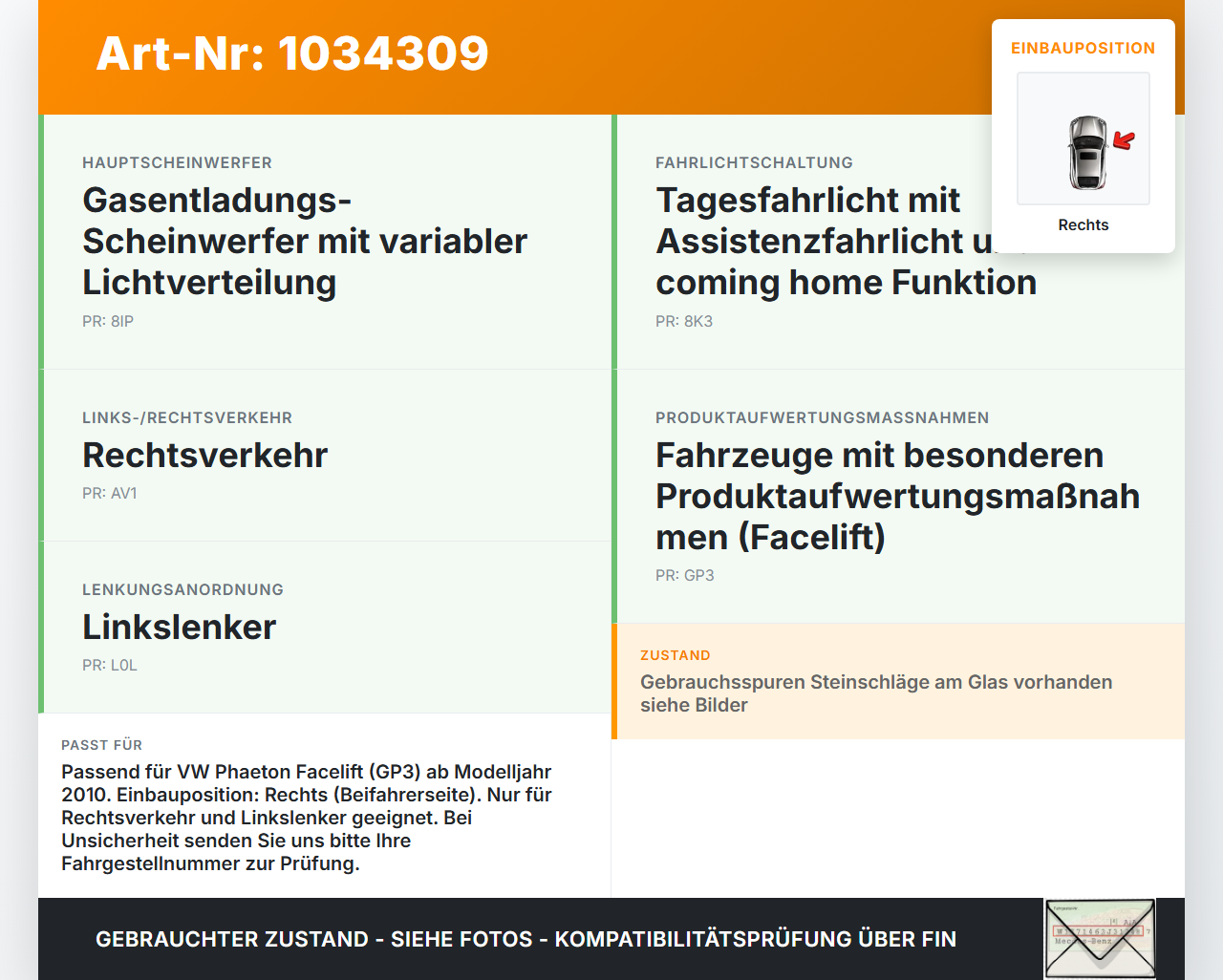 VW Phaeton 3D 10-16 LED Tagfahrlicht Tagfahrleuchte Rechts VW Phaeton 3D 10-16 15.12.2011 3D0941700D 710.01.000.01... Vorschau 3