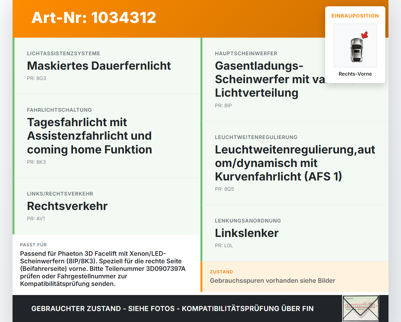 VW Phaeton 3D 10-16 Steuergerät Tagfahrlicht DRL Modul Beleuchtung SG Rechts Vorne VW Phaeton 3D 10-16 15.12.2011... Vorschau 3