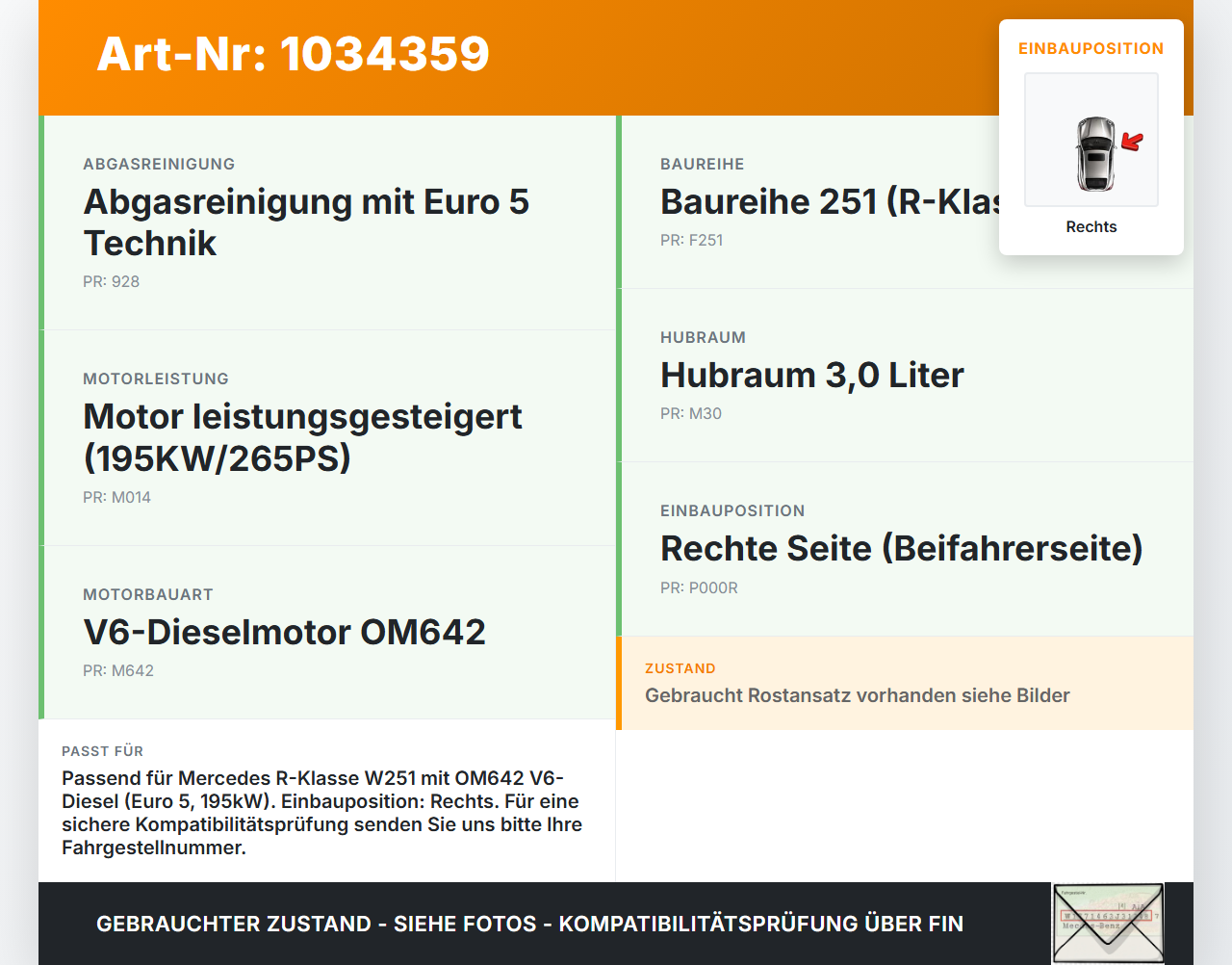 Mercedes W251 R350 10-13  CDI 3,0 195KW 642.872 Abgaskrümmer Krümmer Auspuff Rechts Mercedes W251 R350 10-13... Vorschau 3