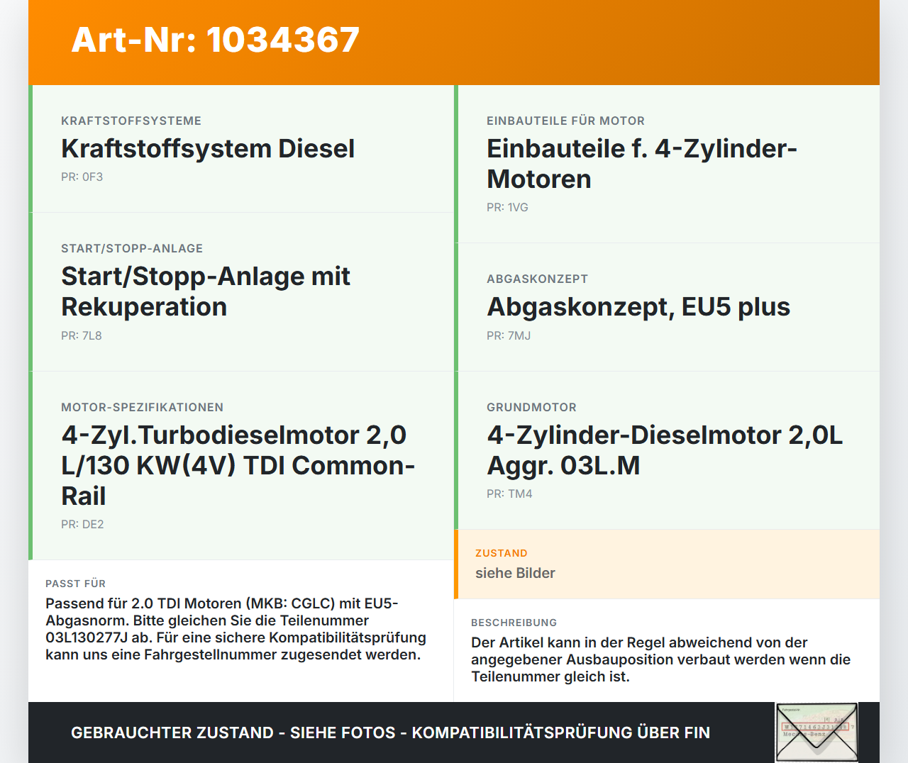 Audi A6 4G 11-14 TDI 2,0 130KW Injektor Einspritzdüse Zyl.3 Orig. Bosch Audi A6 4G 11-14 02.07.2013 03L130277J... Vorschau 3